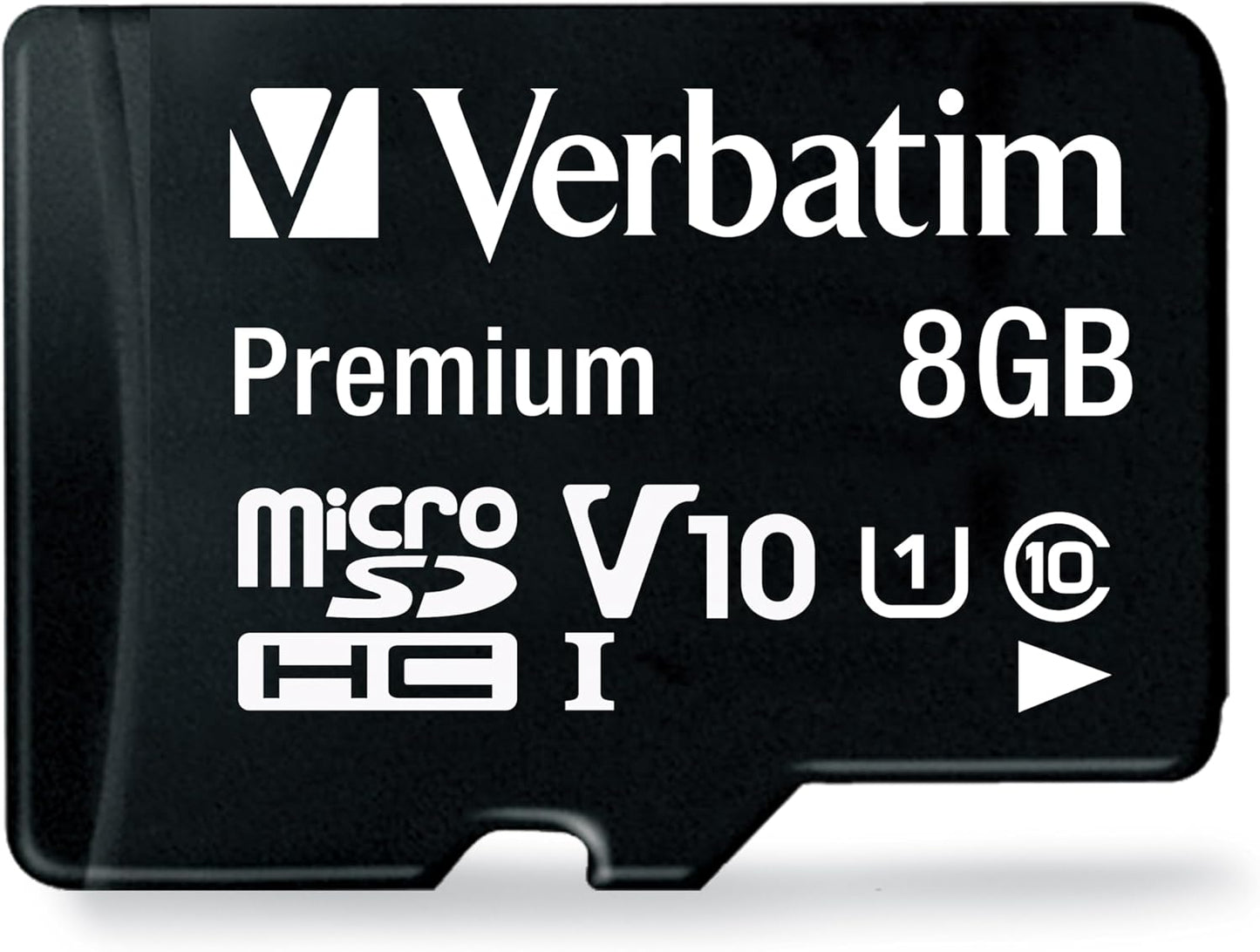Verbatim 8GB V10 10 (1080p) U1 80MB/s Premium microSDHC Memory Card with Adapter UHS-I Class Supports Full HD Speed