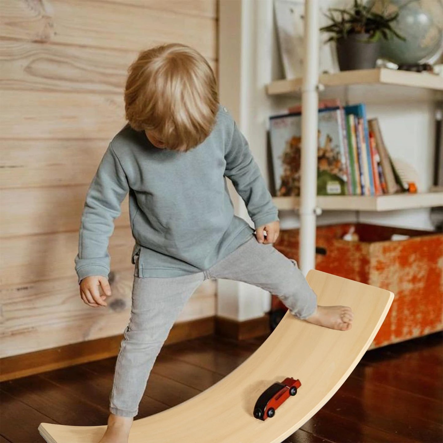 Wooden Wobble Balance Board for Kids, Toddler Montessori Rocker Board Balancing Training, Open-ended Learning Toys for Indoor Outdoor Exercise Yoga 3+ Years Old