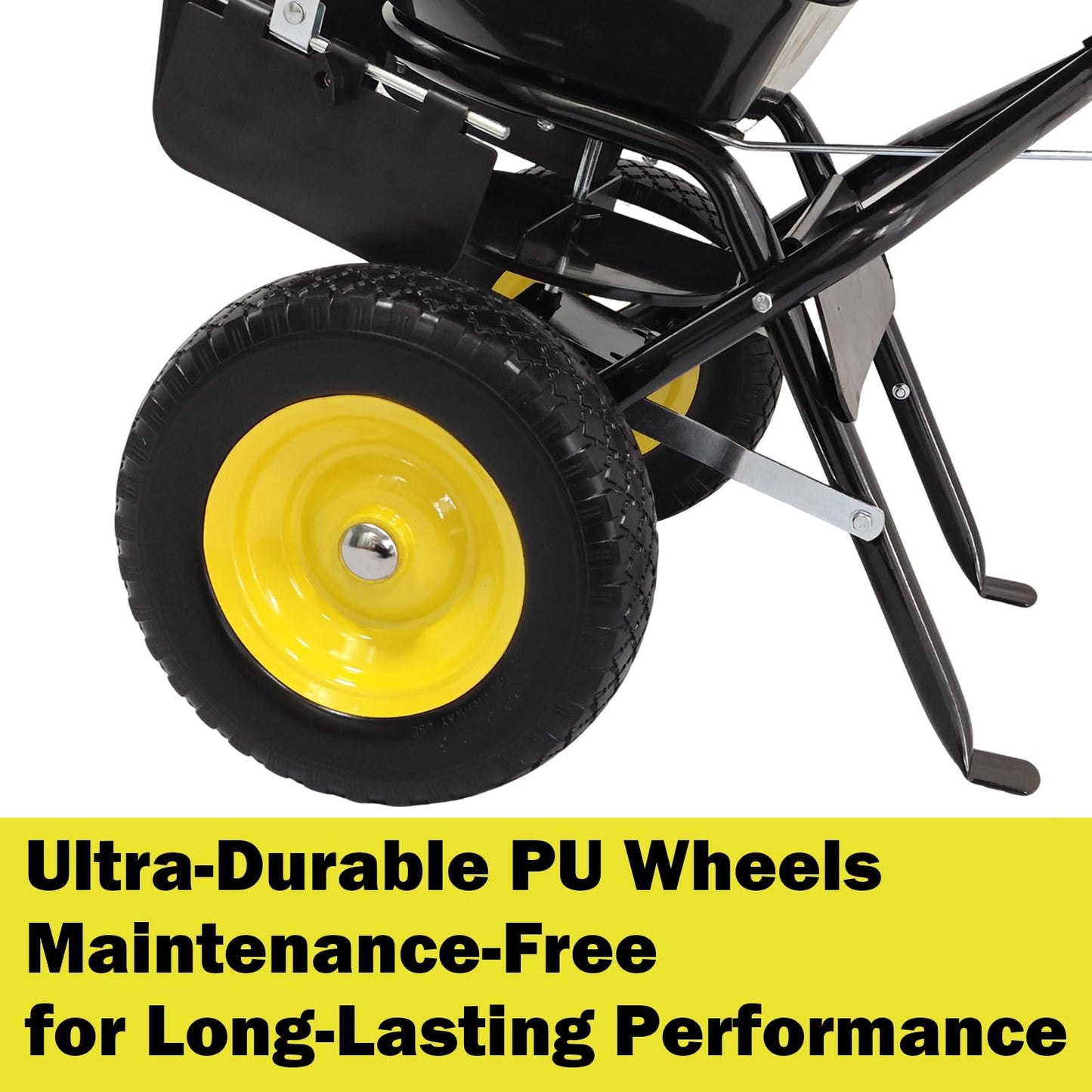 EAGWON Walk-Behind Push Broadcast Spreader, 100lb Capacity Fertilizer Spreader, 0-9.8ft Spreading Width, 13in All-Terrain Solid Tires, All Season for Seed/Fertilizer/Salt/Ice Melt
