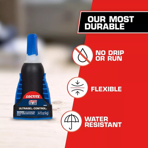 Loctite Super Glue Ultra Gel Control - Clear Cyanoacrylate Adhesive for Plastic, Wood & Metal | 0.14 fl oz Bottle