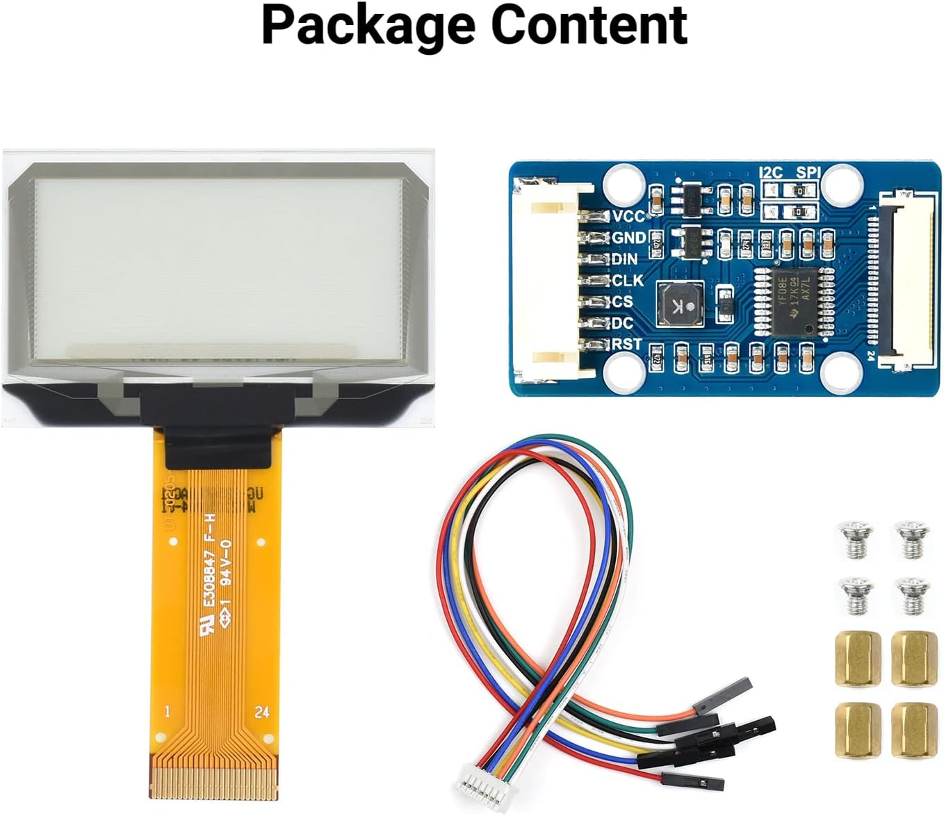 1.51inch 12864 4B/3B+/3A+ SPI/I2C Waveshare Transparent OLED Resolution Compatible with Raspberry Pi Embedded