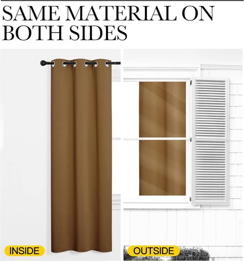 NICETOWN Blackout Curtains - Noise Reducing & Draft Blocking | 68-Inch Length, Gold Brown (2 Panels)