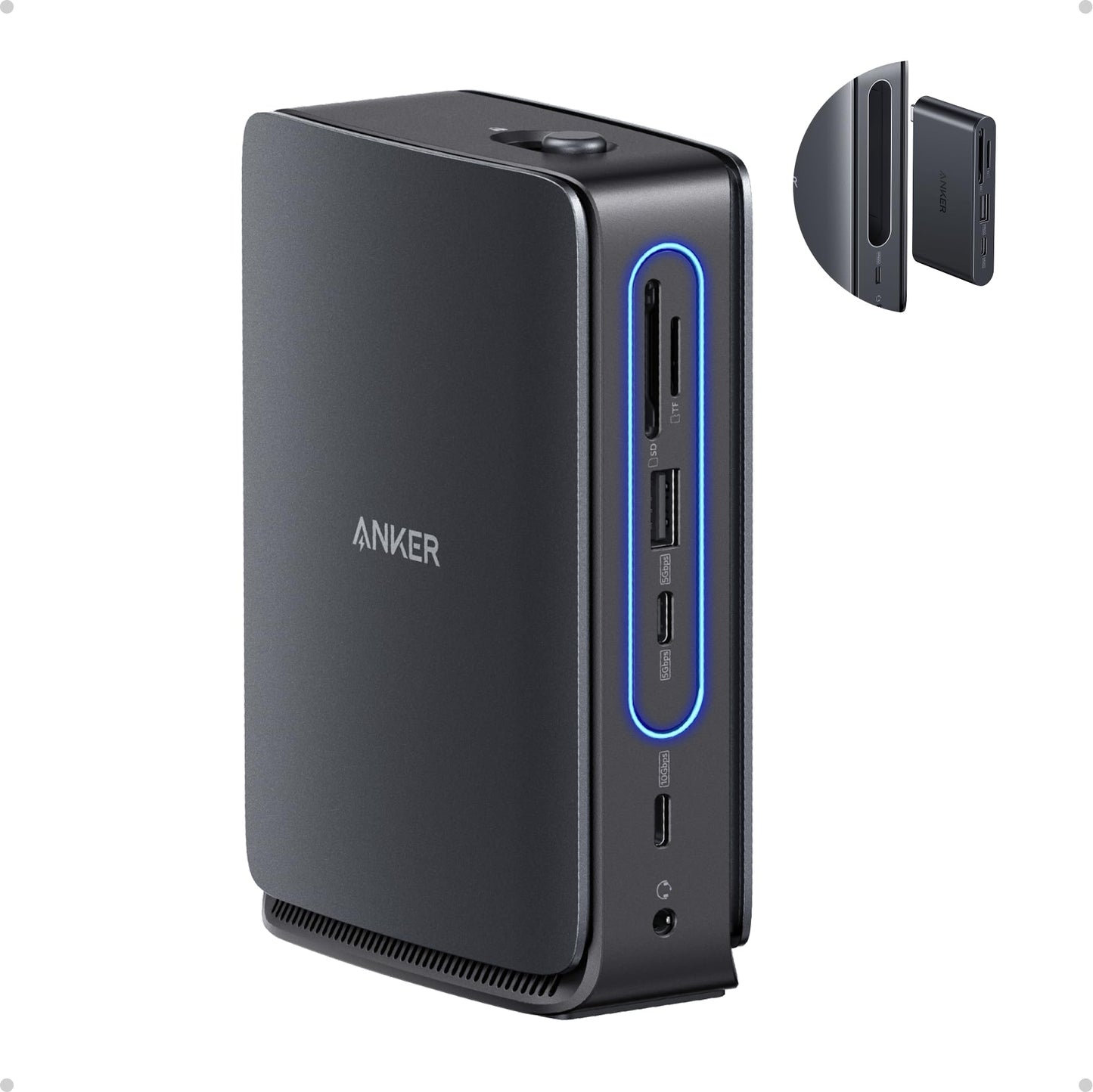 Anker Nano 13-in-1 Laptop Docking Station with Detachable 6-in-1 Hub, USB-C 3 Display Docking (2 HDMI+1 DP), 10 Gbps USB-C, 3 USB-A, Audio, SD/TF, Ethernet, 100W Max PD for Dell/Lenovo/HP Home Office