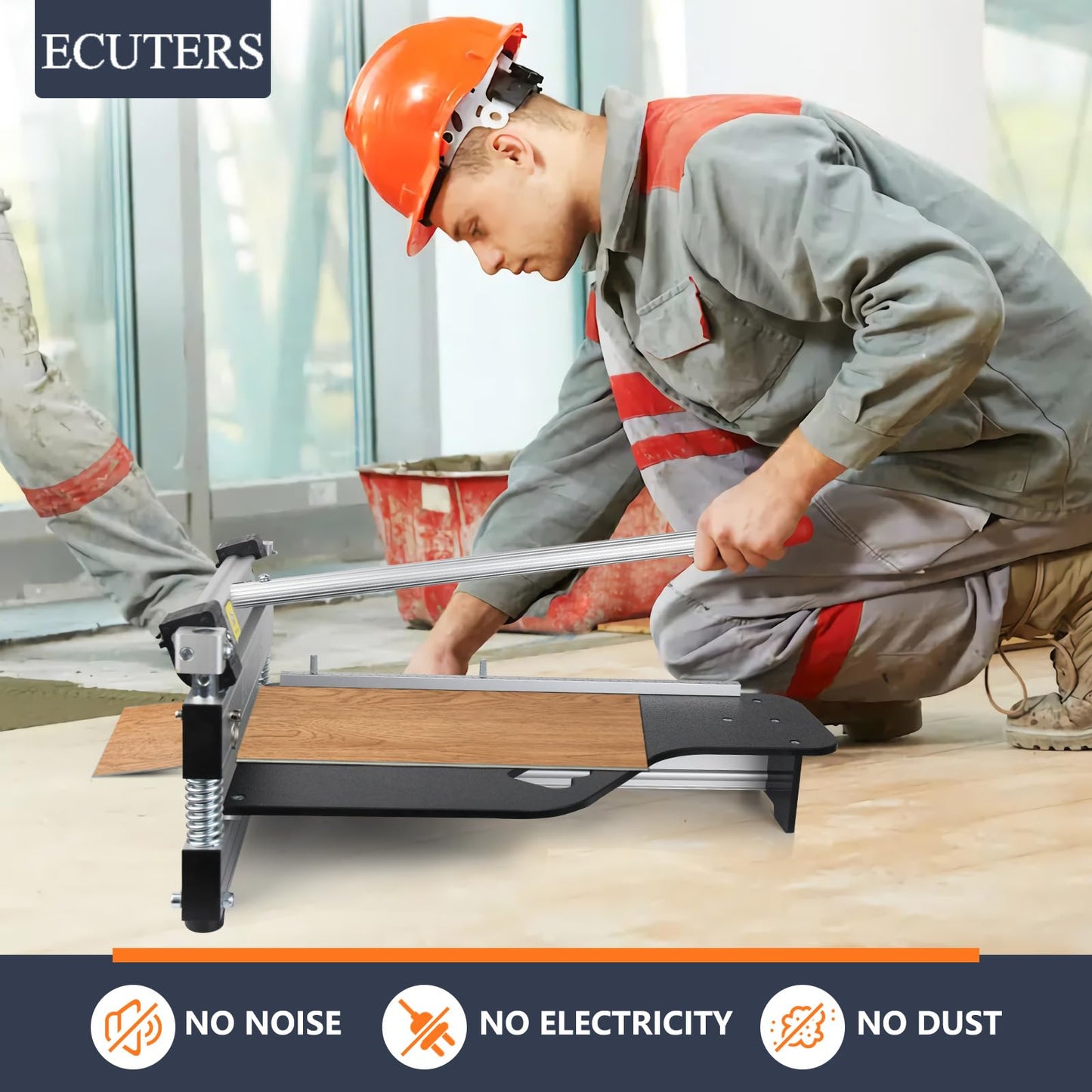 13“ Laminate|Vinyl Floor Plank Cutter with Blade, ECUTERS Heavy Duty Flooring Cut Up to 16mm Thick Floors, Portable Angle Length Cutting Flooring Tools - Engineer Wood Parquet LVP LVT VCT SPC WPC
