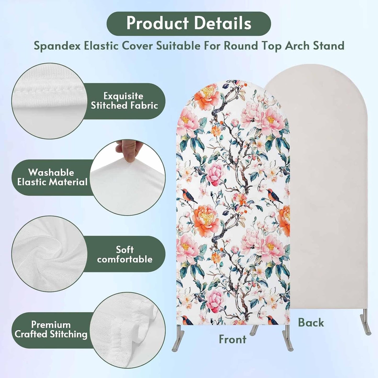 Jnbasdffb 7.2 Floral Blossom Wedding Arch Cover,Stretchy Spandex Arch Backdrop Stand Covers FT,Farmhouse Oil Painting