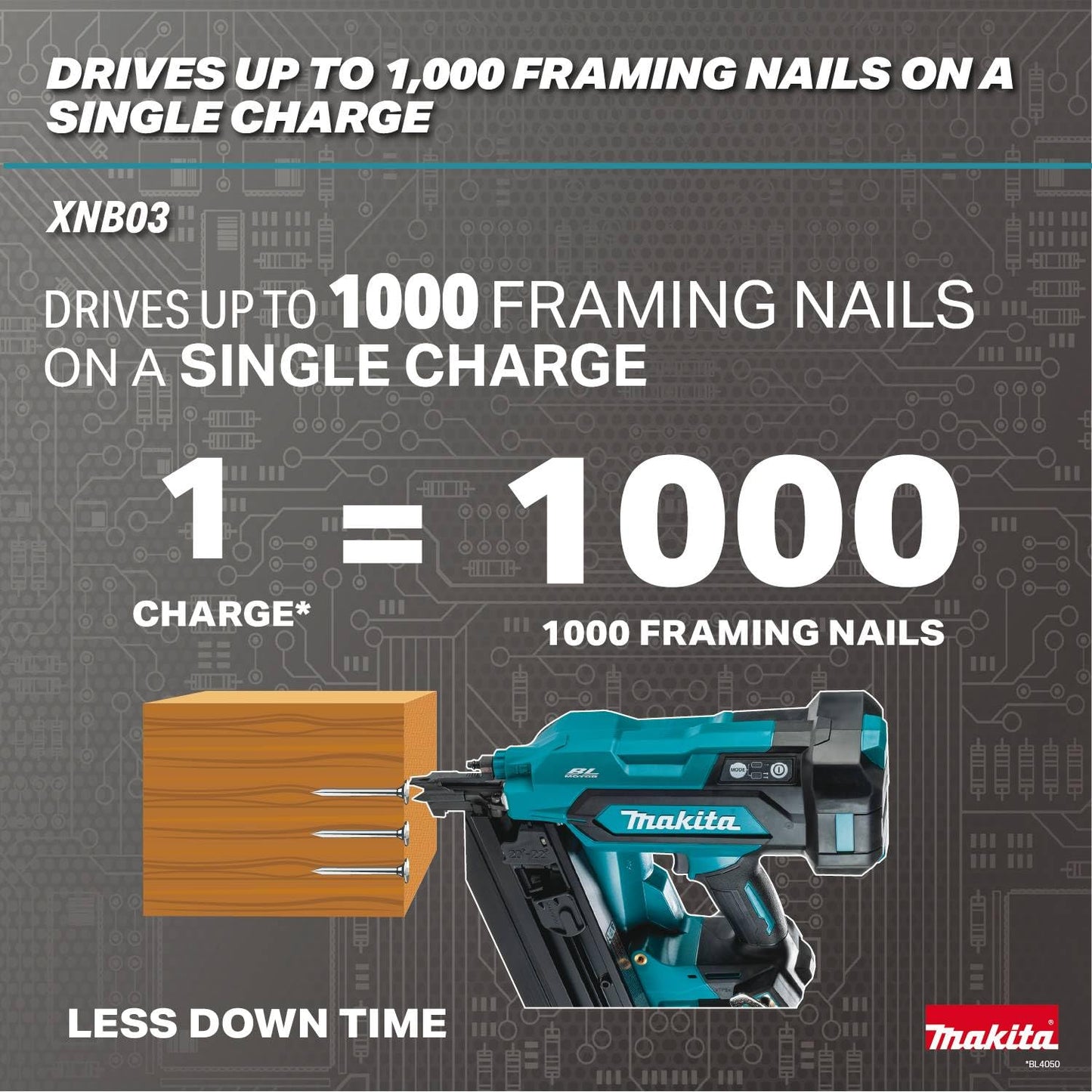 Makita XNB03Z 18V LXT® Lithium-Ion Cordless 21º Full Round Head 3-1/2" Framing Nailer, Tool Only