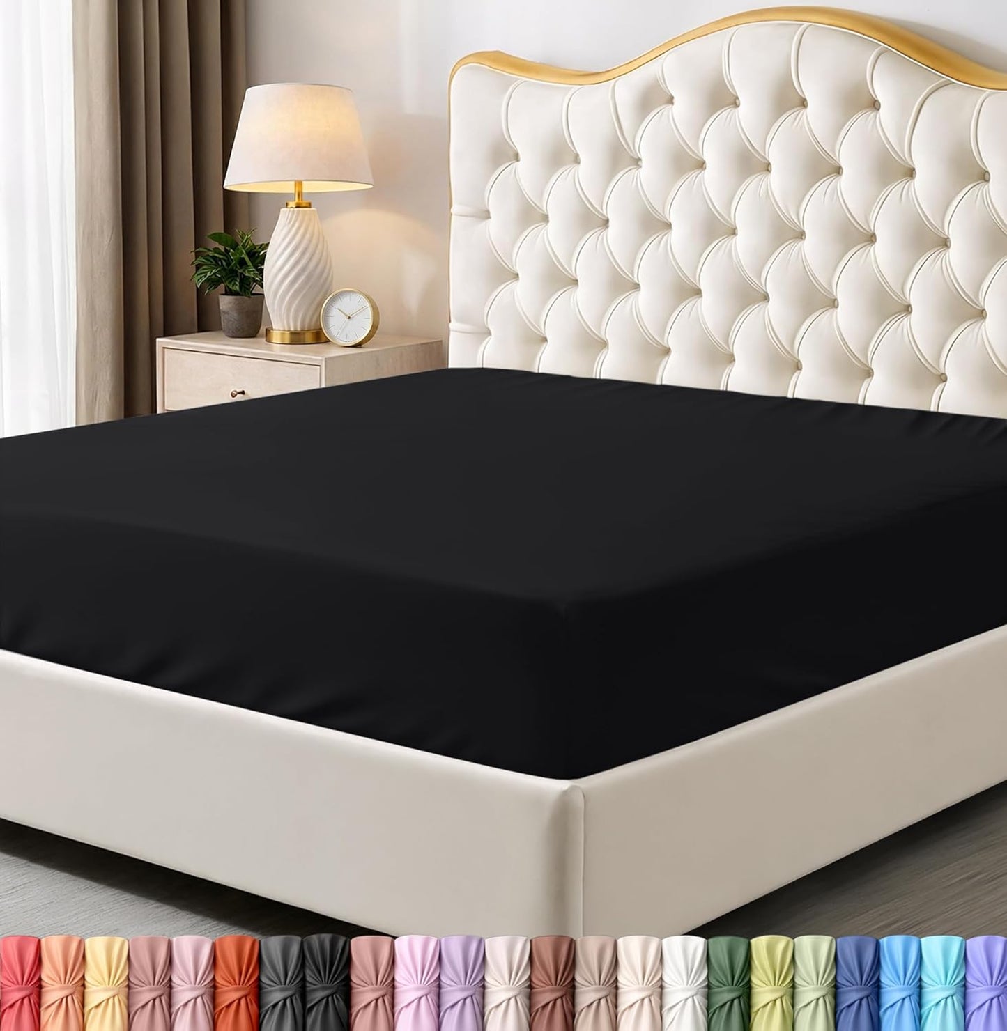 Utopia Bedding King Fitted Sheet - Deep Pocket Soft Microfiber - Fade Resistant & Easy Care (Black)