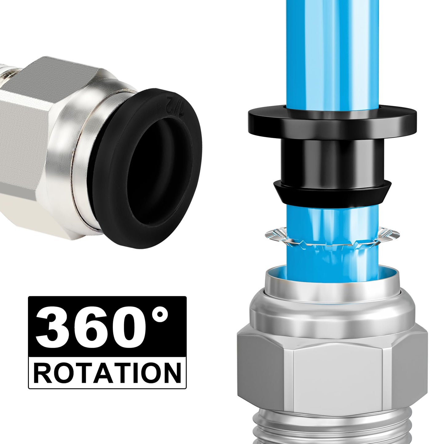 1/2″OD Compressed Air Piping System and Shop Air Line Kit with 100ft TPEE Tubing 3/8″ID, 27-Piece Air Push to Connect Kit