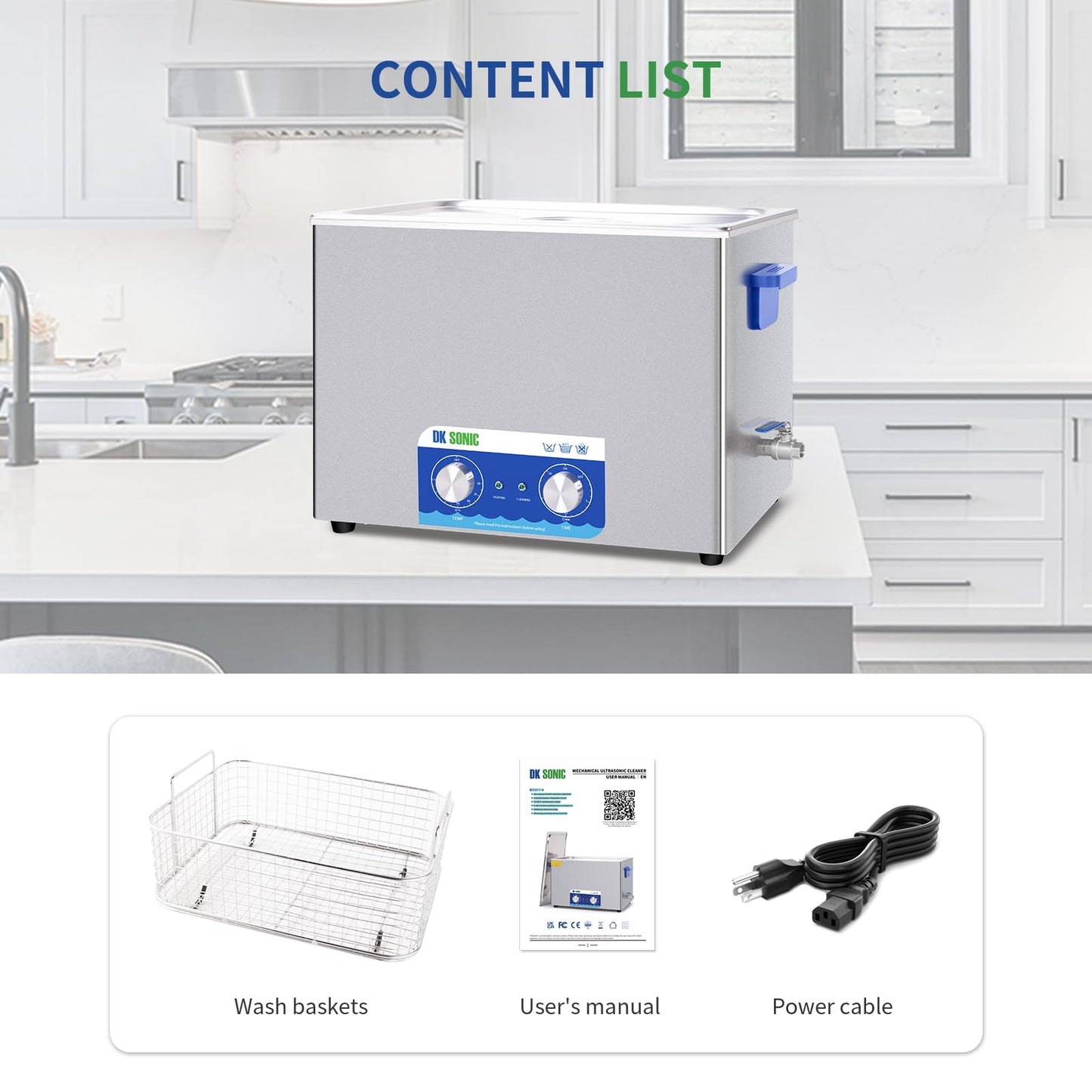 DK SONIC Ultrasonic Cleaner,37L 720W Sonic Cleaner with Heater&Mechanical Timer,Ultrasonic Carburetor Cleaner for Cleaning Gun,Engine,Carburetors,Chains(Include Basket)