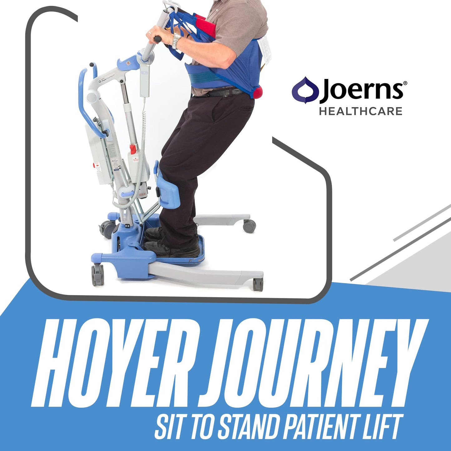 Joerns Hoyer Journey Sit to Stand Electric Power Patient Lift | Ultra Compact, Portable Folding Stand Aid | Safe Working Load 340 Lbs. | Smart Monitor Technology