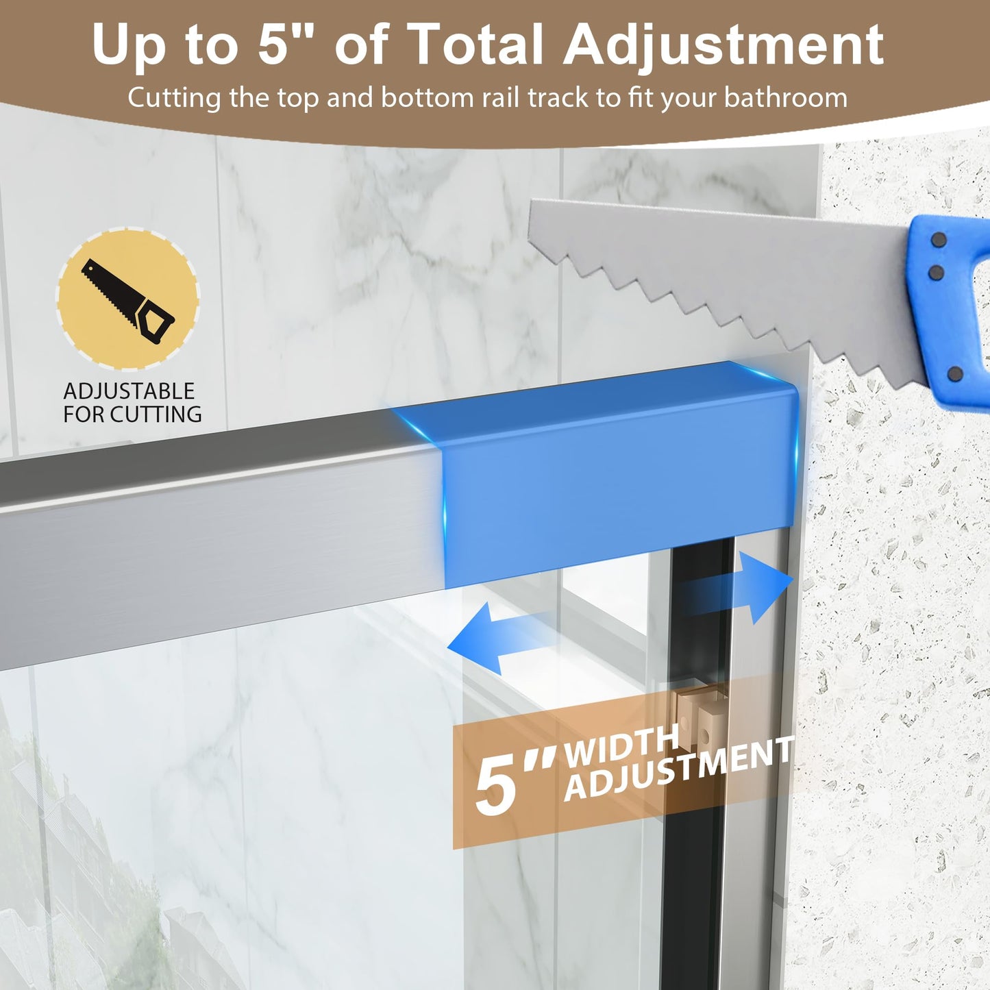 Double Sliding Shower Door 61-66" W x 72" H,Semi-Frameless Glass Shower Door with Nano Explosion-Proof Safety Film, 1/4"(6mm) Tempered Glass,Easy-Clean Bypass Walk-in Shower Door,Brushed Nickel