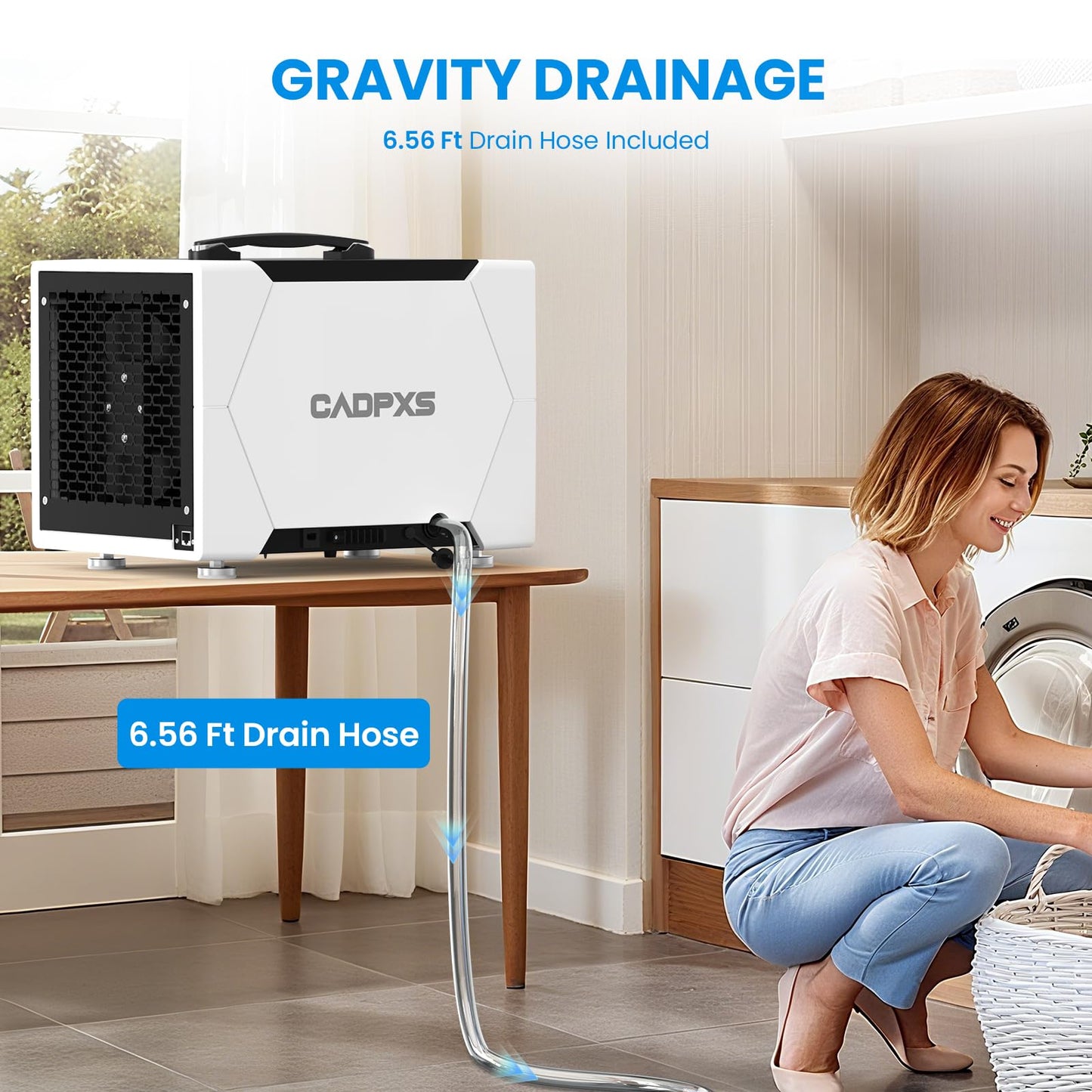 CADPXS Crawl Space Dehumidifier with Drain Hose, 80 Pint Commercial Dehumidifier for Basement, Home Use, Water Damage, Auto Defrost, Memory Start, cETL, Up to 1000 Sq Ft, 5 Years Limited Warranty