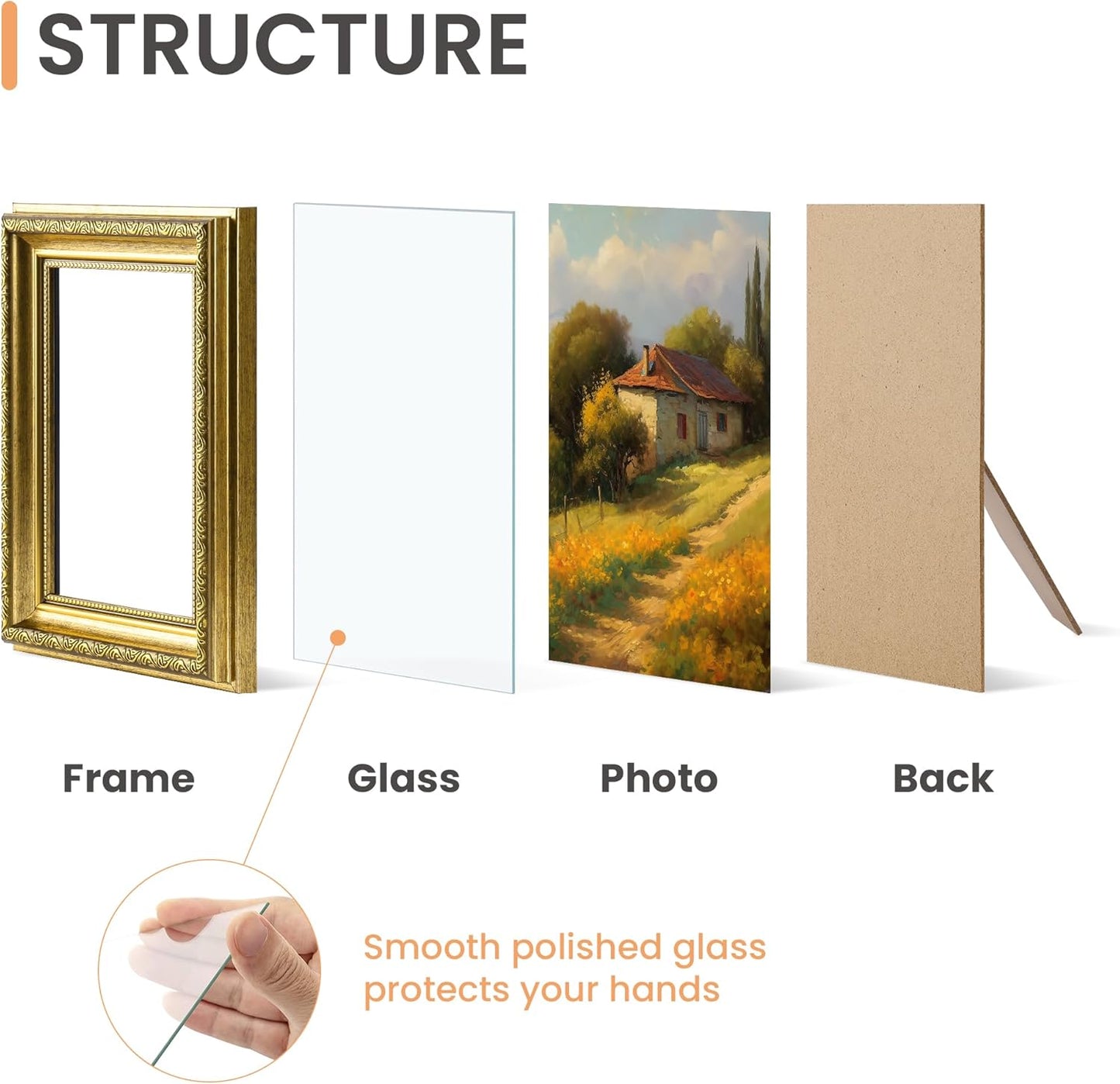 Upsimples 8x10 Picture Frame Set - Classic 5-Pack with 2 Vintage Frames for Wall Display