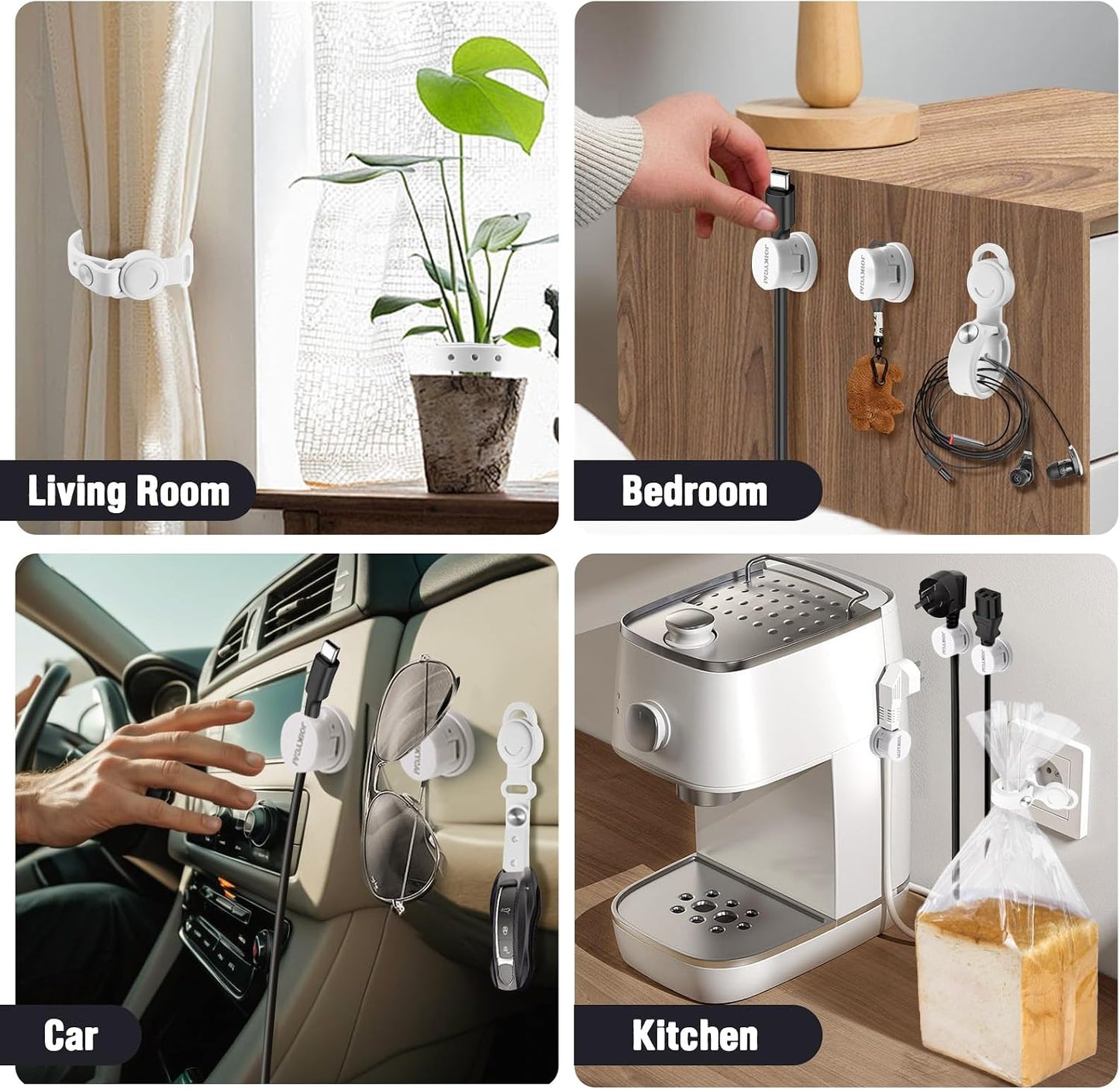 JOIKYCAI 6 5 Rotated Spring Desktop Cord Organizer Magnetic Cable Clip Tie Desk Cable Management Phone Charger Cord