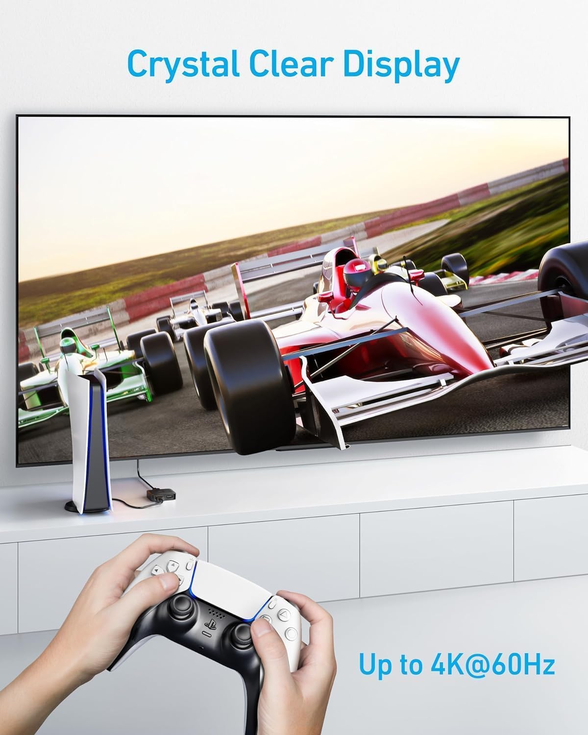 Anker 4K@60Hz 2 1 3D, Dolby, PS5 PS4, HDMI Switch, HDMI Switcher, in Out with Smooth Finish, Supports HDR, Compatible