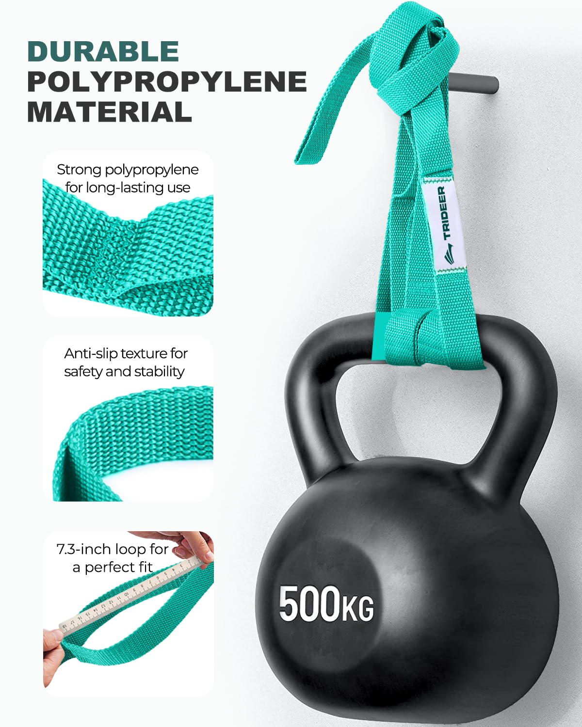 Trideer Non-Elastic Stretching Strap with Loops for Physical Therapy & Rehab, Knee Hip Leg ROM Post-Surgery, Yoga Strap for Stretching, Leg Lifter Strap Mobility Aid, Hamstring Calf Back