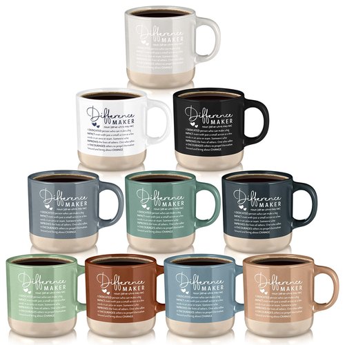 Didaey 10 Pcs Difference Maker Appreciation Gifts Bulk Inspirational Ceramic Coffee Mugs 13 oz Thank You Mug Admin Professionals Day Gifts for Volunteer Nurse Teacher Assistant Boss Leader, 10 Colors