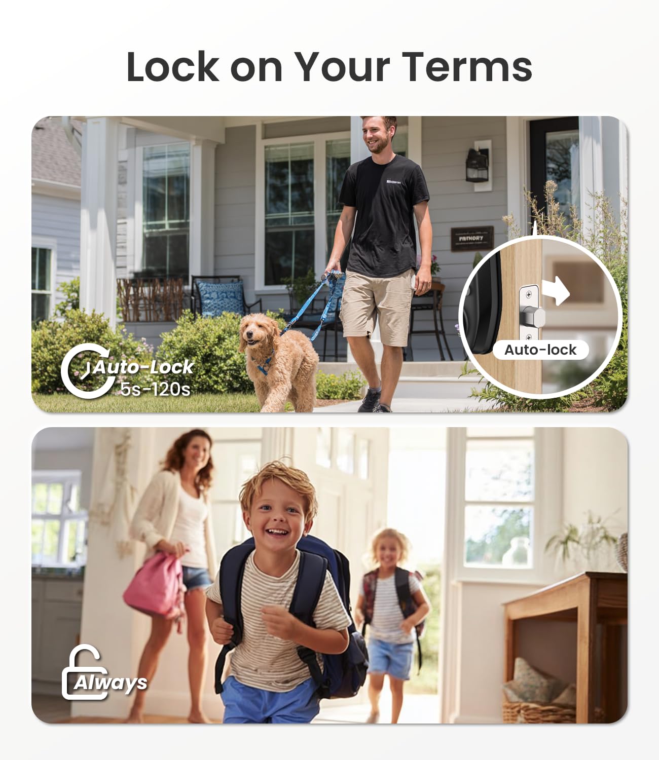 DESLOC C100 Keyless Entry Door Lock with Visual Display, 100 Customizable User Codes and 4 One-Pass Code, Door Locks for Front Door with 2 Keys,12 Months Battery, IP54, BHMA Grade 3, Auto Lock, Black