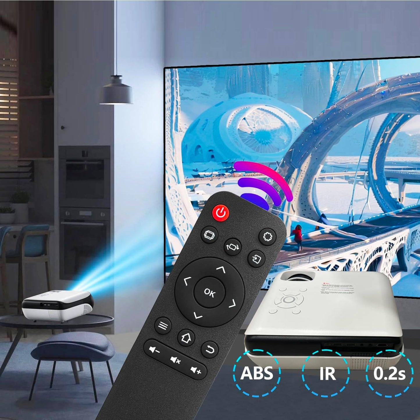 KhotIlong H1 Replacement Remote for Mini Projector,Compatible with HAPPRUN Projector.