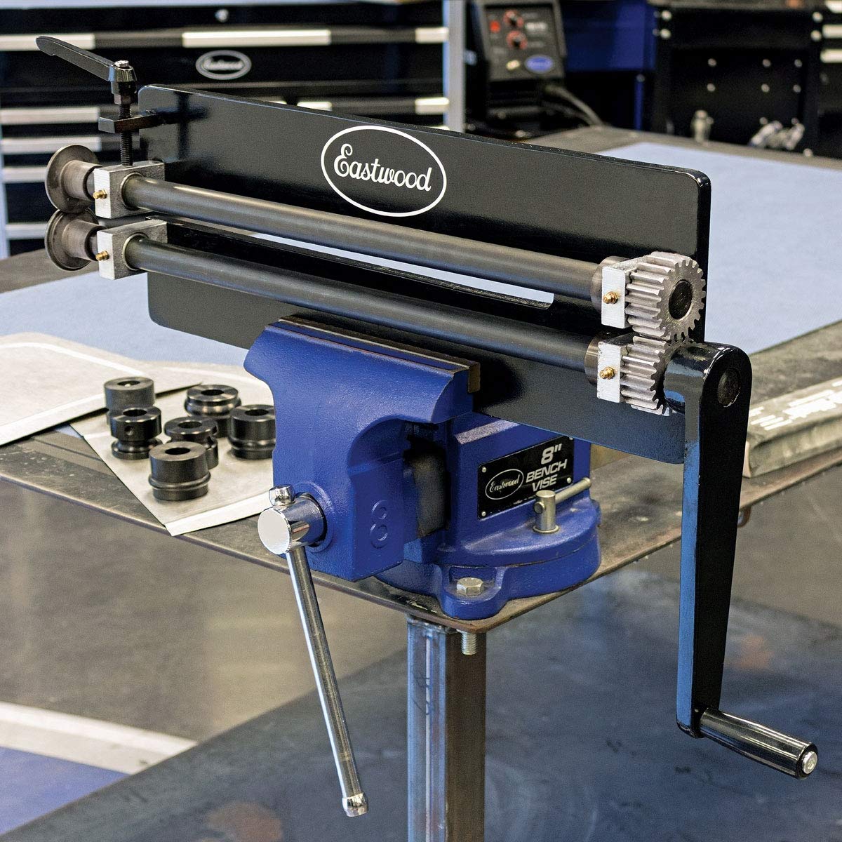 Eastwood Metal Fabrication Bead Roller with Dies | Generous 19 inch Throat Industrial Bead Roller | 18 Gauge Sheet Metal Rotary Forming Machine | Durable Construction