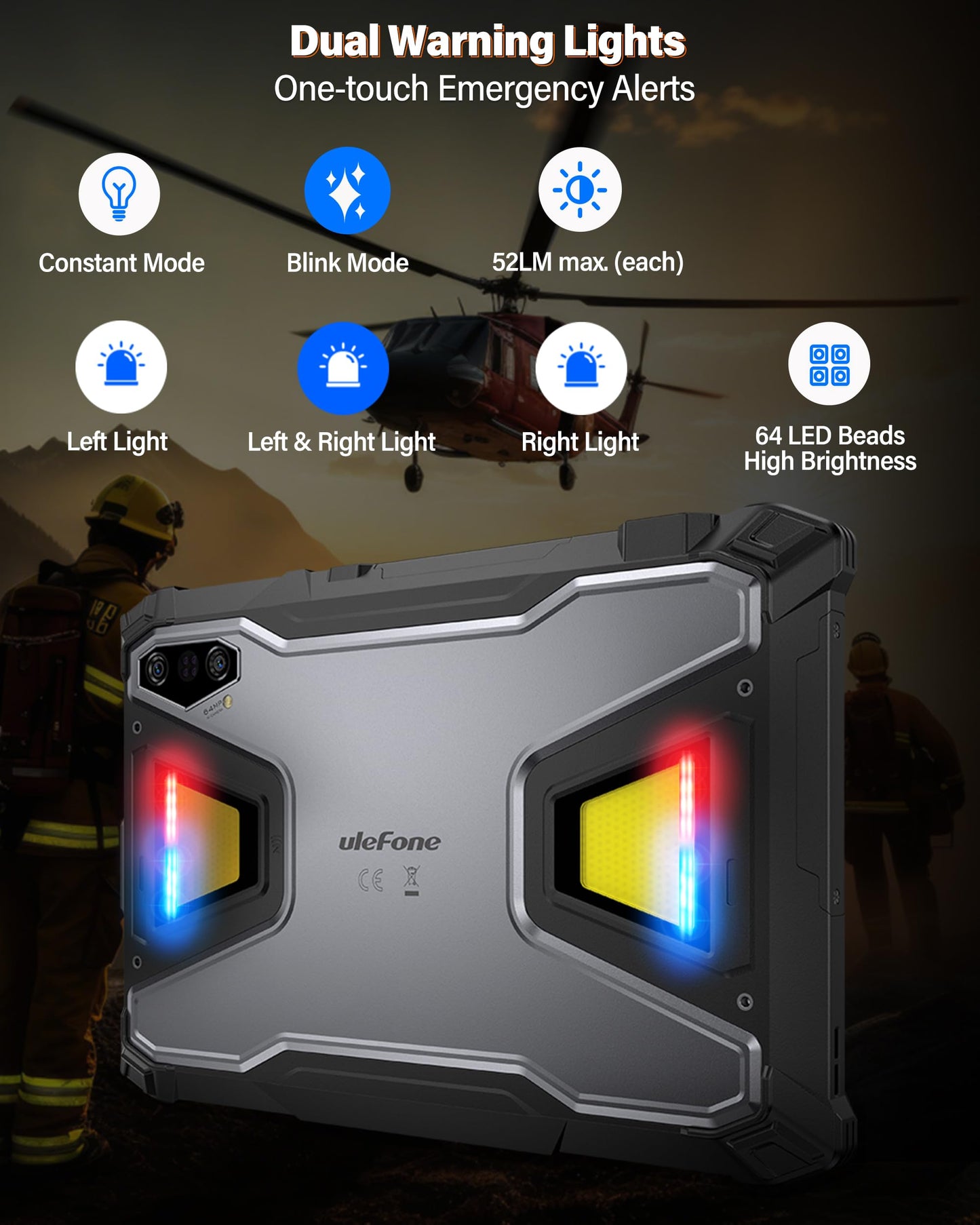 Ulefone Armor Pad 5 Pro 5G Rugged Tablet, Dimensity 7400X 32GB+512GB/2TB Expansion Android 15, 24200mAh(120W), 11" FHD+ Screen, IP68/69K, 64MP+64MP, 32MP, Dual LED Lights/Warning Lights, Widevine L1