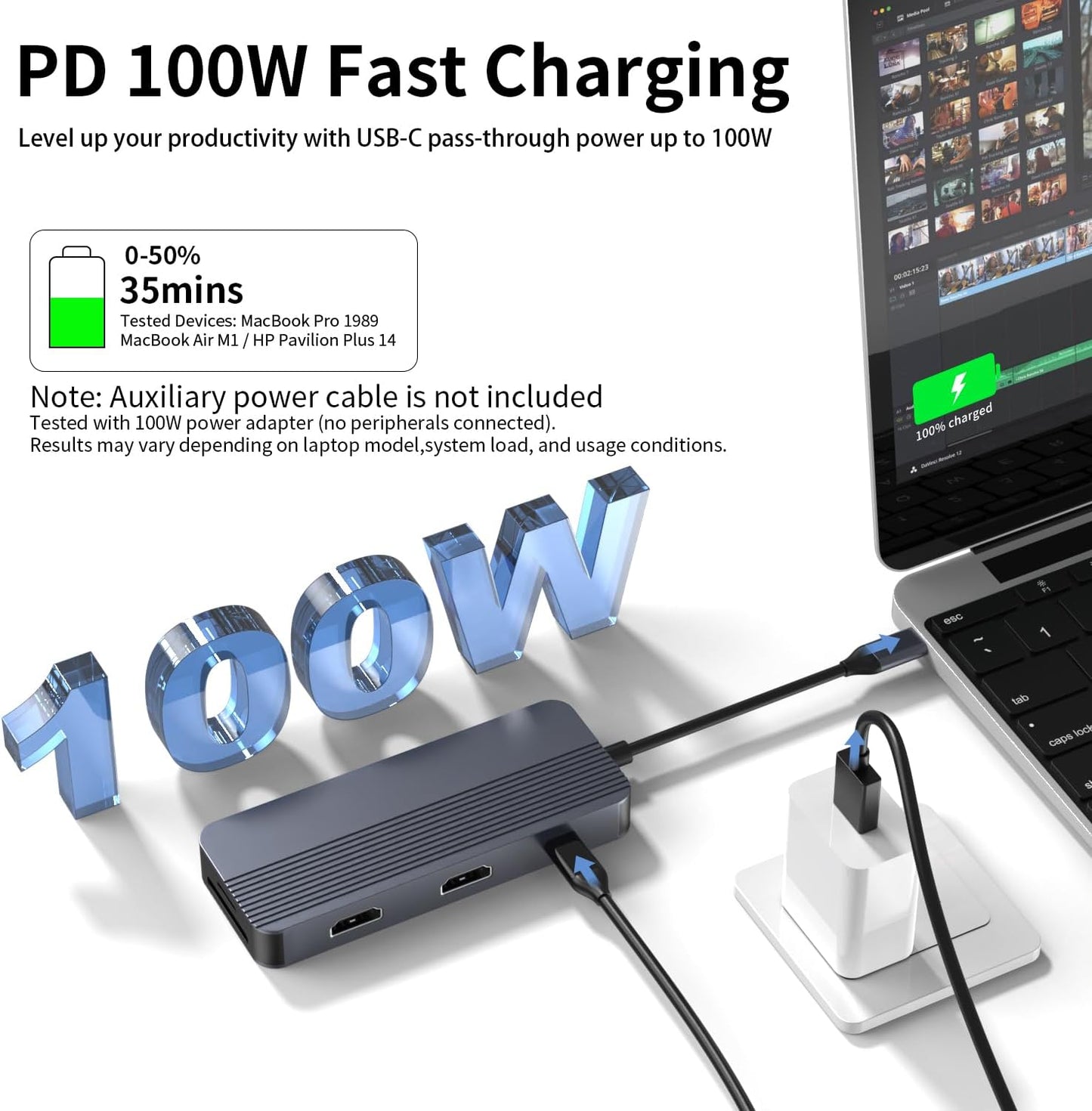 YUANSHAN 4K 8-in-1 3.0, Docking Station Dual Monitor for HP/Dell/Lenovo/MacBook, USB C Hub Adapter with Dual HDMI