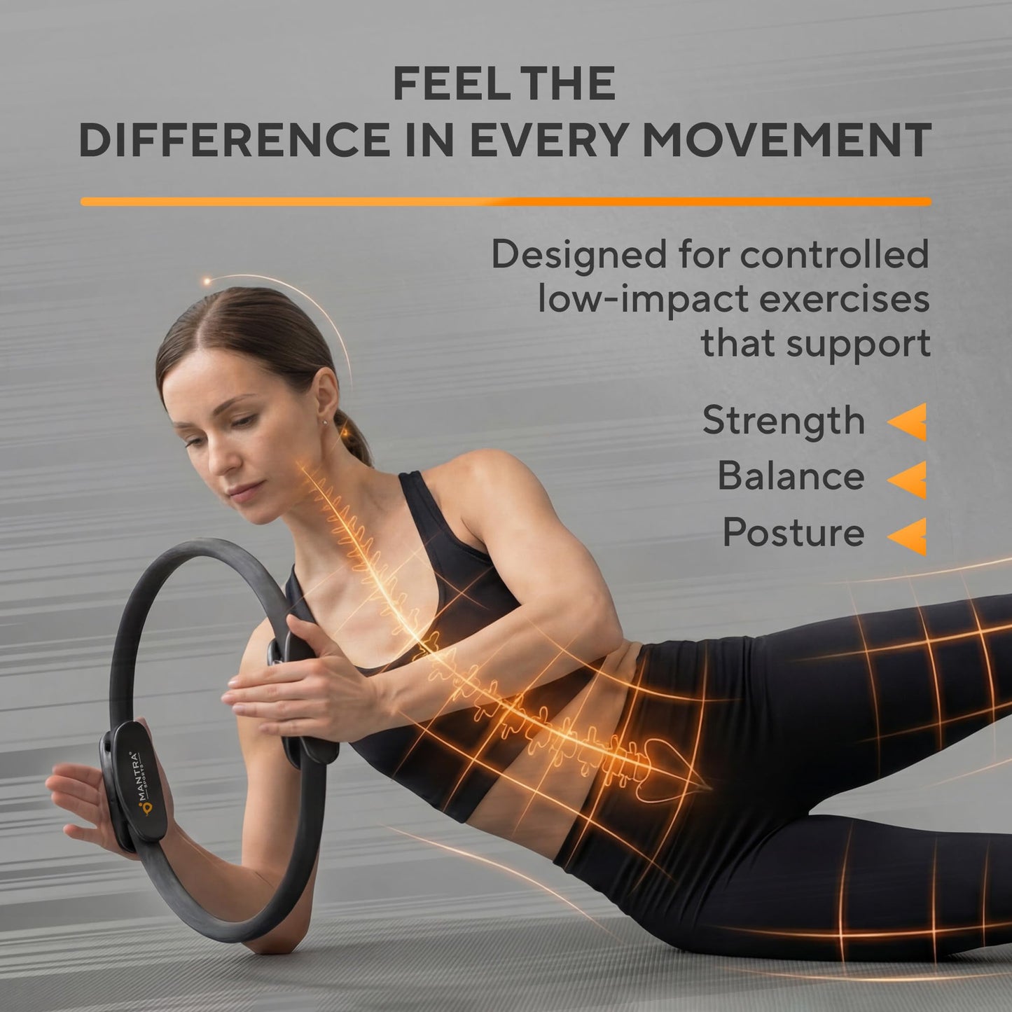 MANTRA SPORTS Pilates Ring - 13 Inch Magic Circle Pilates Ring - Toning Inner Thigh Exerciser, At-Home Yoga Equipment for Home Workouts - Thigh Master for Women, Arms & Core Toning - Carbon Black