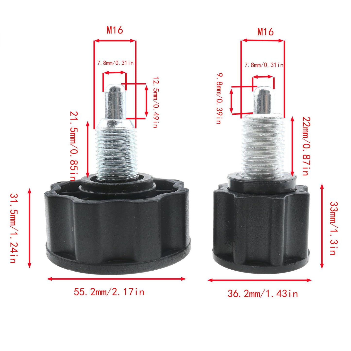 sunnates 4PCS General M16 Pop Pull Pin Knob Pop Pull-up Spring Adjustment Knob Exercise Bike Replacement Spring Knob Fitness Equipment Pop Screw Height Adjust Locking Knob