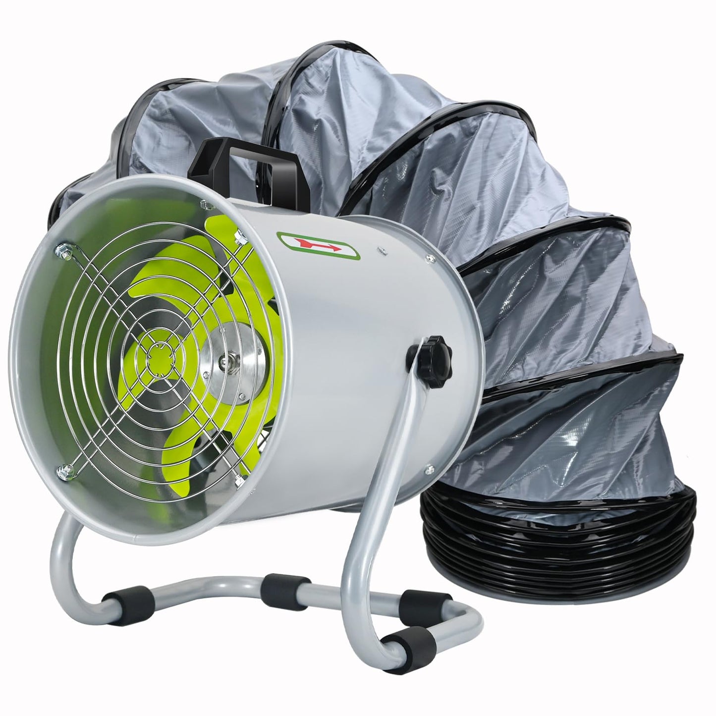 Bghdas Utility Blower, Ventilation Fan 8 Inch, Exhaust Fan with 16.4FT Duct Hose, 2800RPM High Speed Low Noise Utility Blower for Industrial Welding, Paint Booths, Basement and Warehouses etc.