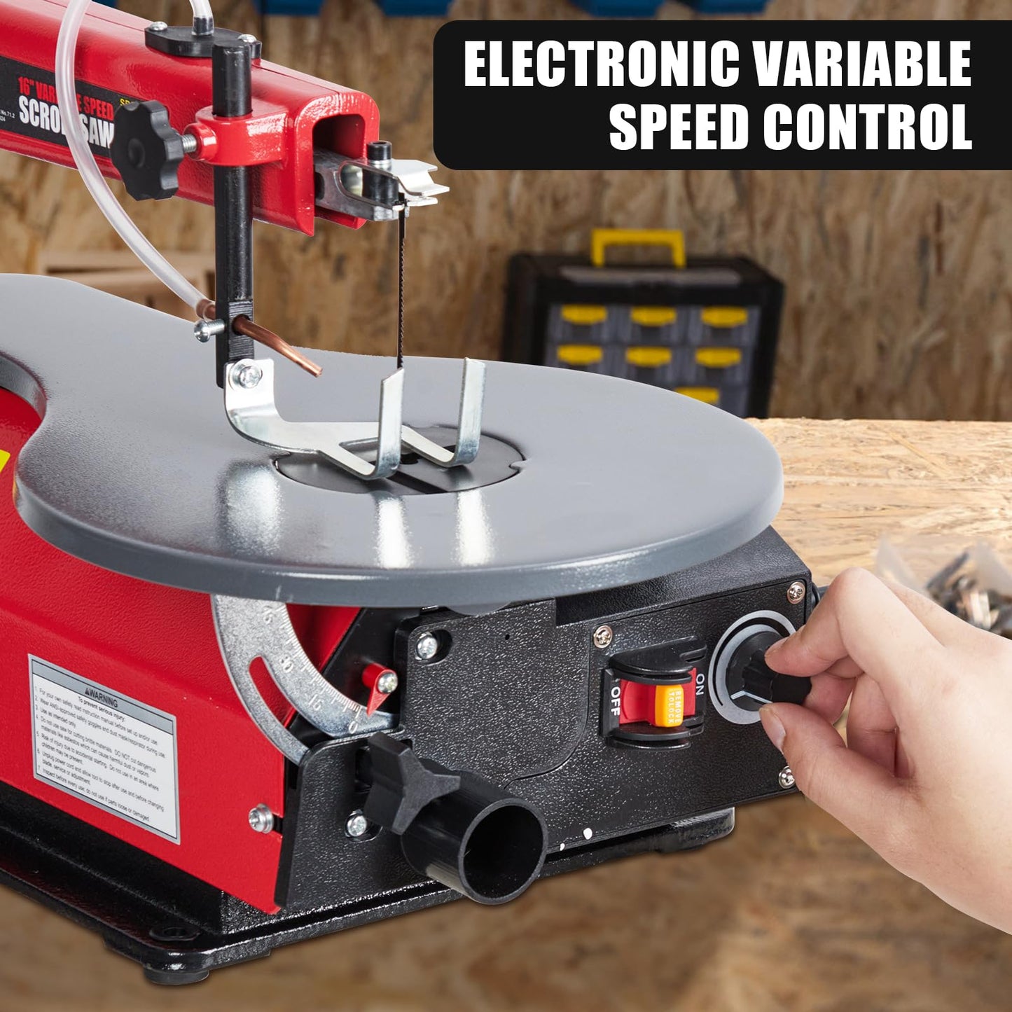 Variable Speed Scroll Saw 16-Inch With Extra-Large Adjustable Tilting Work Table for Woodworking