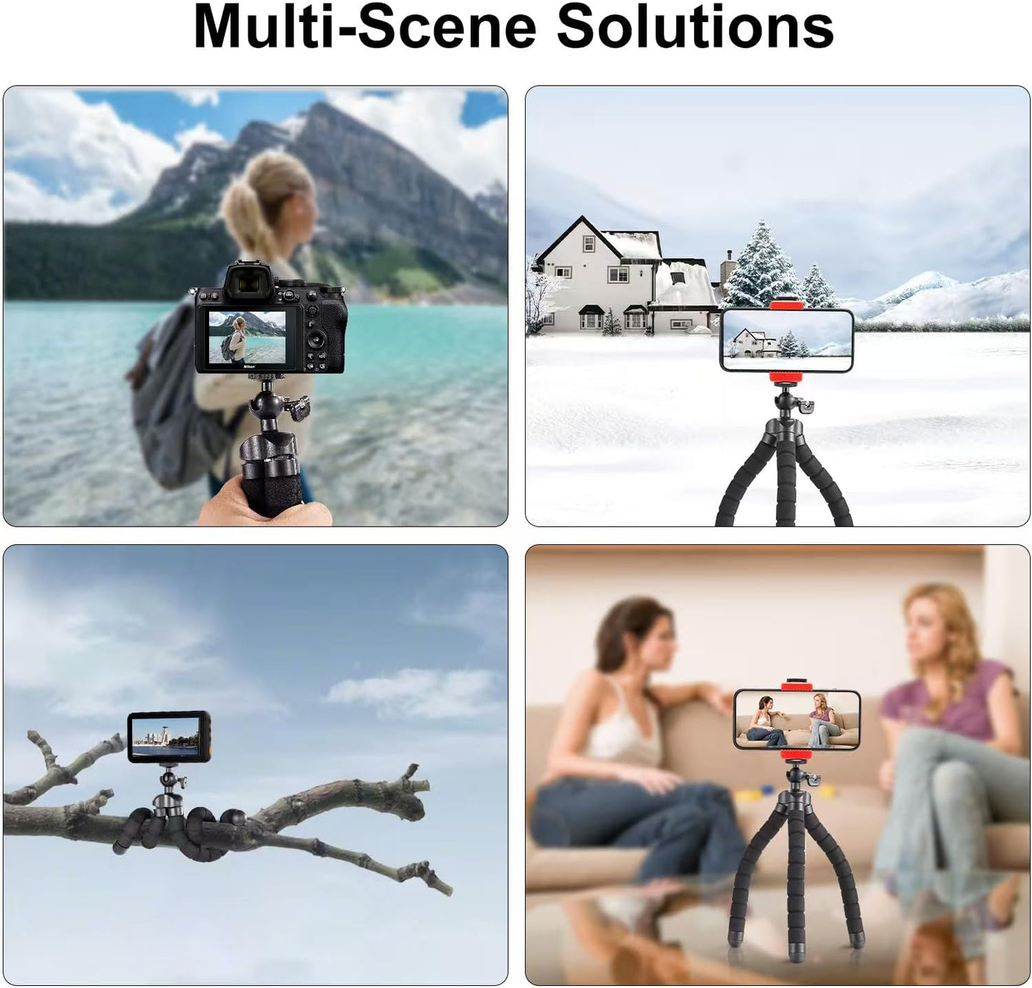 Aitteel Black(ATAY-11-1) Octopus Phone Holder Portable Flexible Cell Phone Tripod, Mini Travel Camera Stand, Compatible