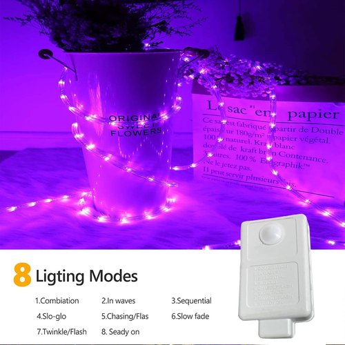 50ft 360 LED Rope Lights - Waterproof Connectable Tube Lights with 8 Modes | Purple Outdoor & Indoor Decor