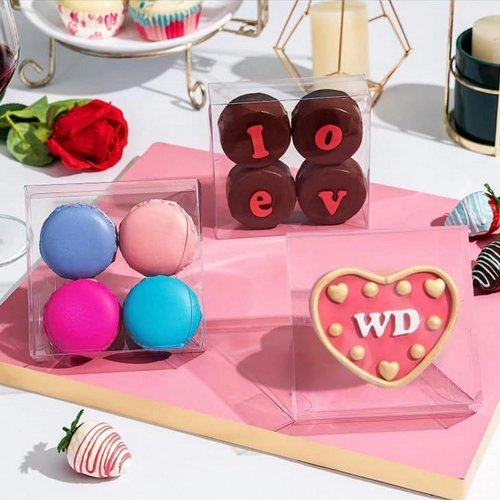 JCXGRVC 30 Pack 4x4x1.2inch Clear Single Cookies Boxes with Full Window Macaron Boxes Browines boxes Small Treat Boxes Candy Boxes Mini Pie Boxes for Wedding Birthday Party