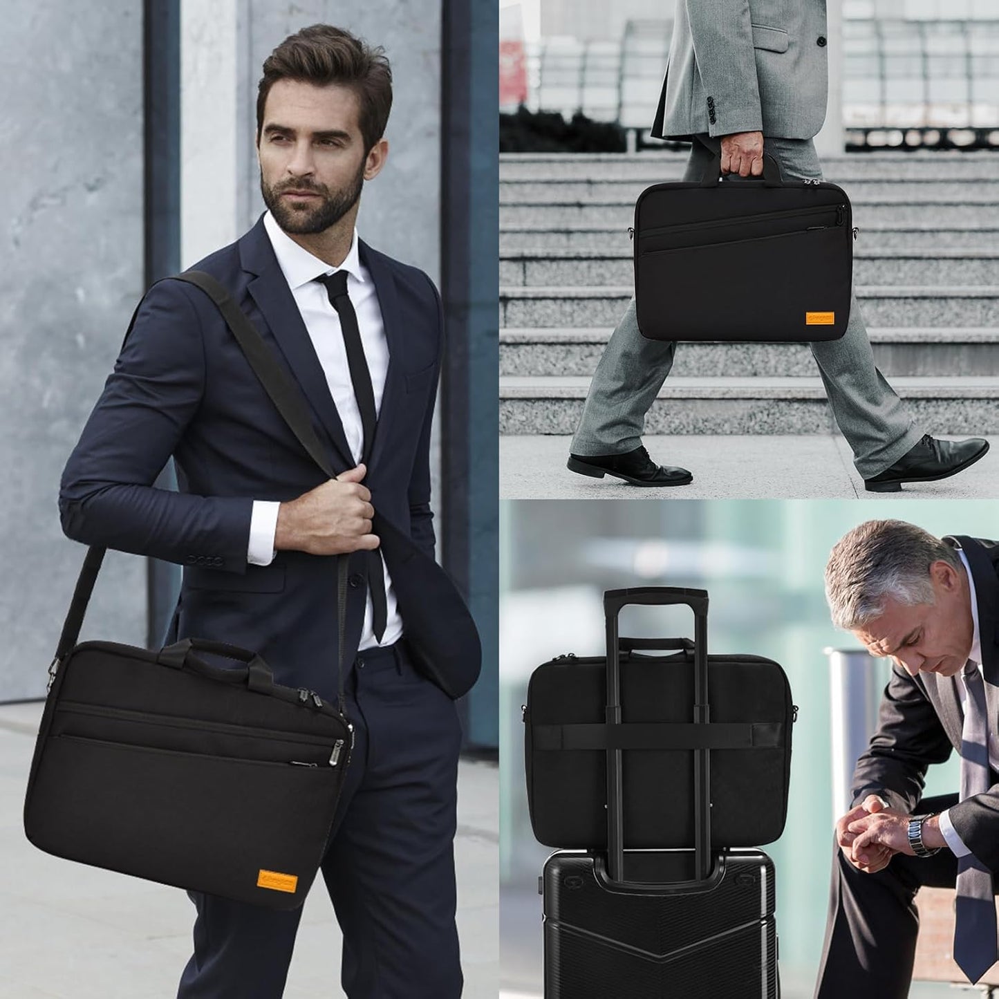 bagasin 17 17.3 inch Laptop Computer PC Shoulder Bag Carrying Case, Water-Repellent Fabric Briefcase, Lightweight