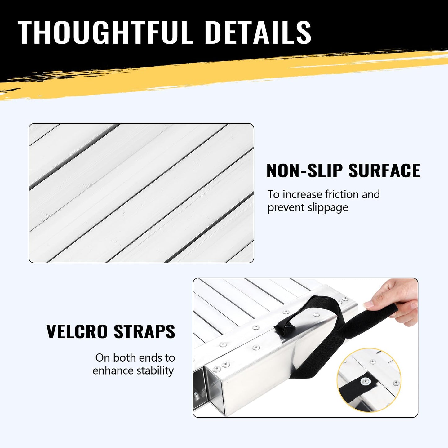9-15FT Aluminum Plank, Telescoping Work Plank, 4400lbs Capacity Aluminum Extension Plank, Scaffolding Plank with Skid-Proof Platform Scaffold Ladder Accessory