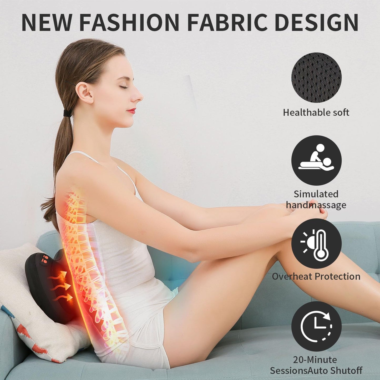 iKristin Back Massager, Shiatsu Neck Massager with Heat, Electric Back Massager for Shoulder, Back, Leg, Deep Tissue Kneading Massage to Relief Muscles, Massage Pillow for Mom/Dad/Women/Men M