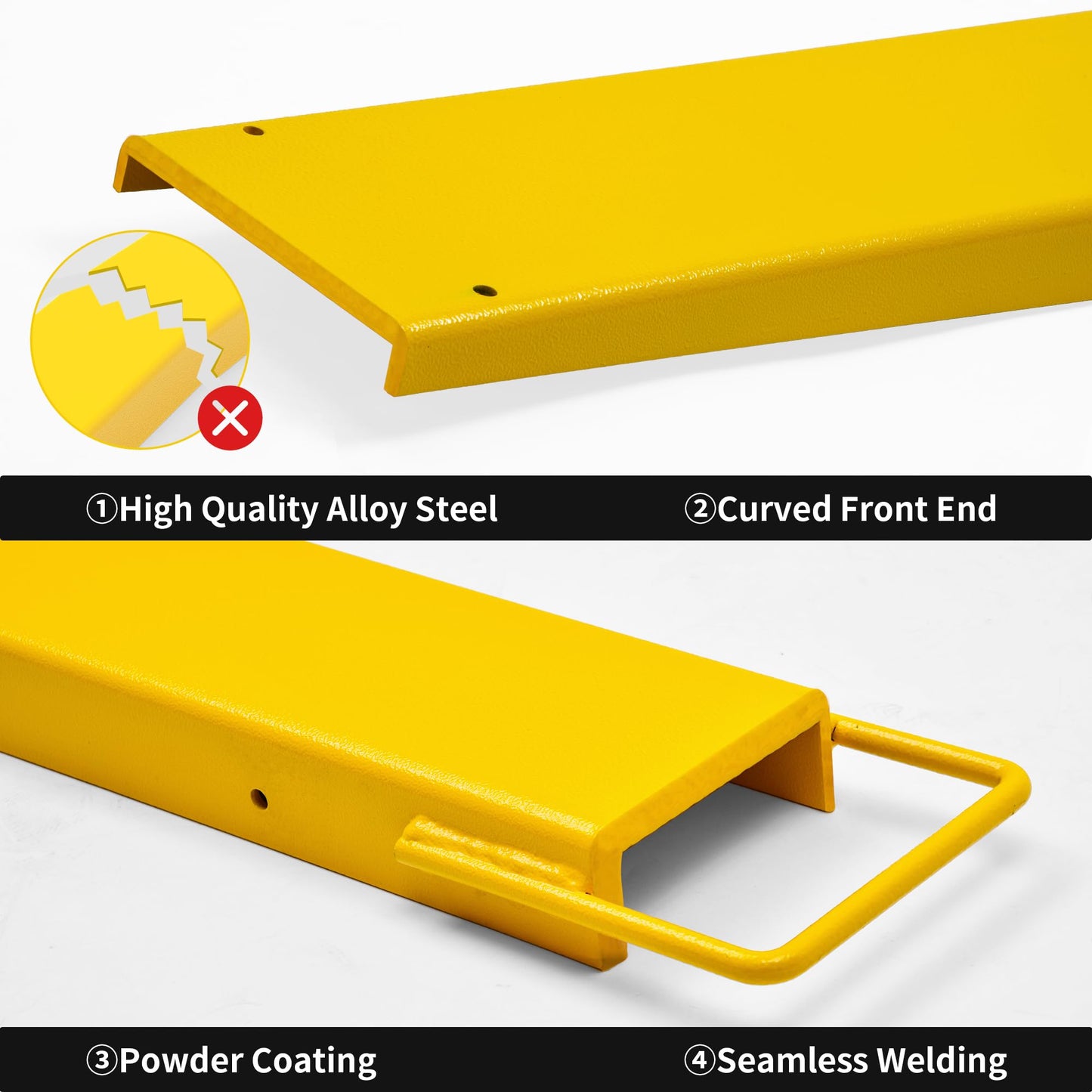 YINTATECH Pallet Forks Extensions, 84inch Length Forklift Extensions 4.5inch Width, Heavy Duty Fork Extensions for Forklifts, 1 Pair, Yellow