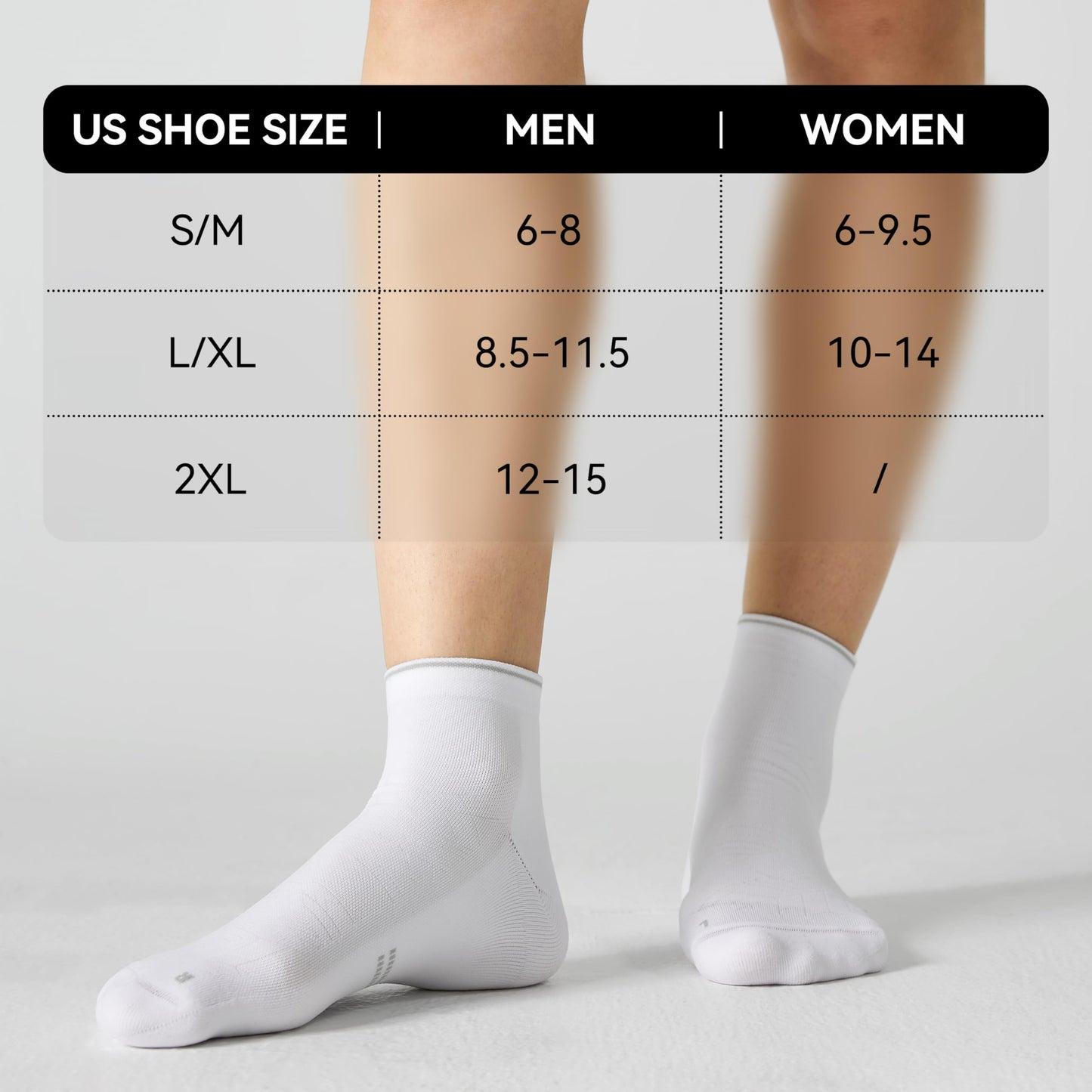 CS CELERSPORT 5 Pairs Ankle Compression Socks for Men and Women Running Athletic Socks, White (5 Pairs), Large/X-Large