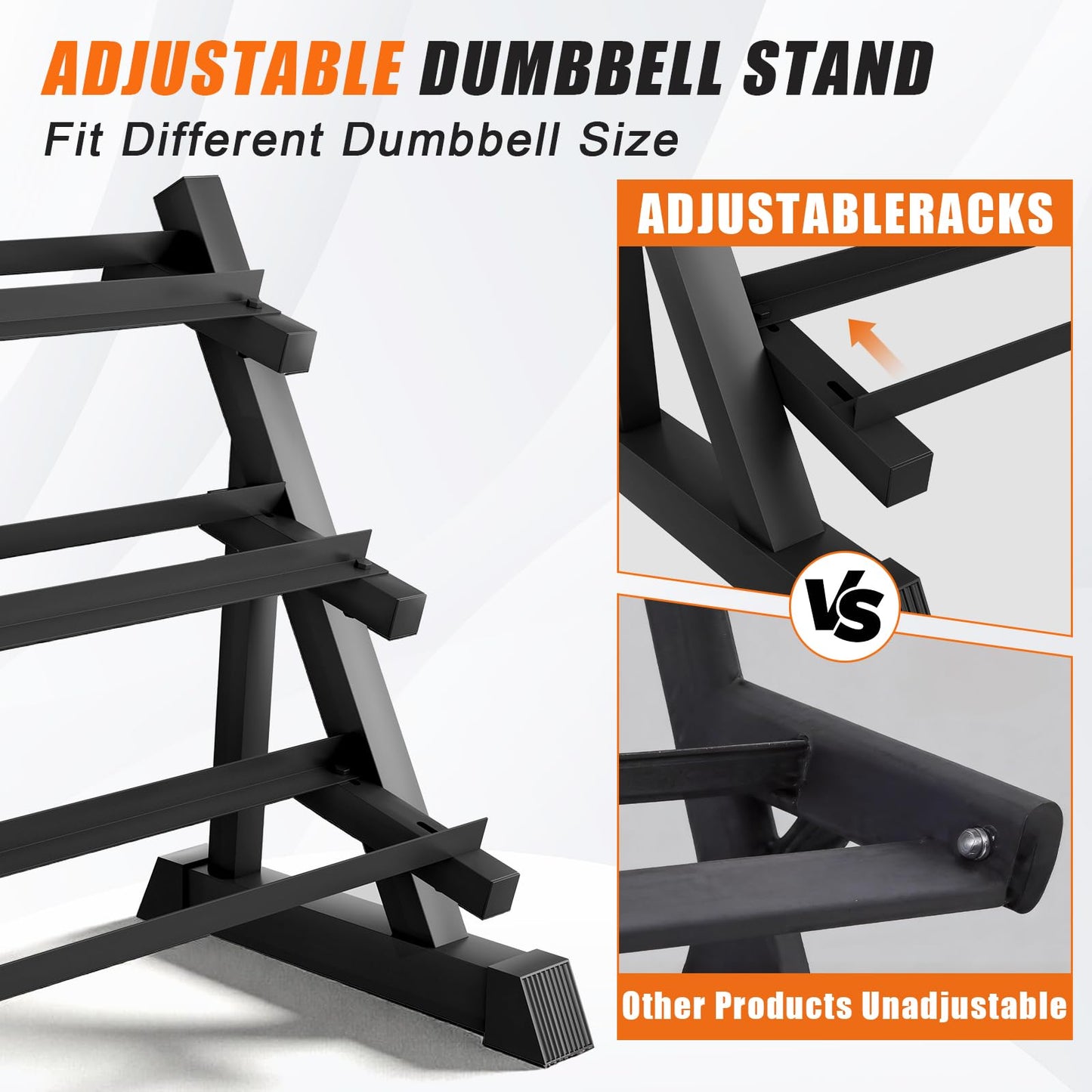 Dumbbell Rack 3-Tier Adjustable Dumbbell Rack Suitable for Dumbbells, Kettlebells, and Other Compact Weights Space-Saving Dumbbell Storage Rack - 1000LBS Capacity