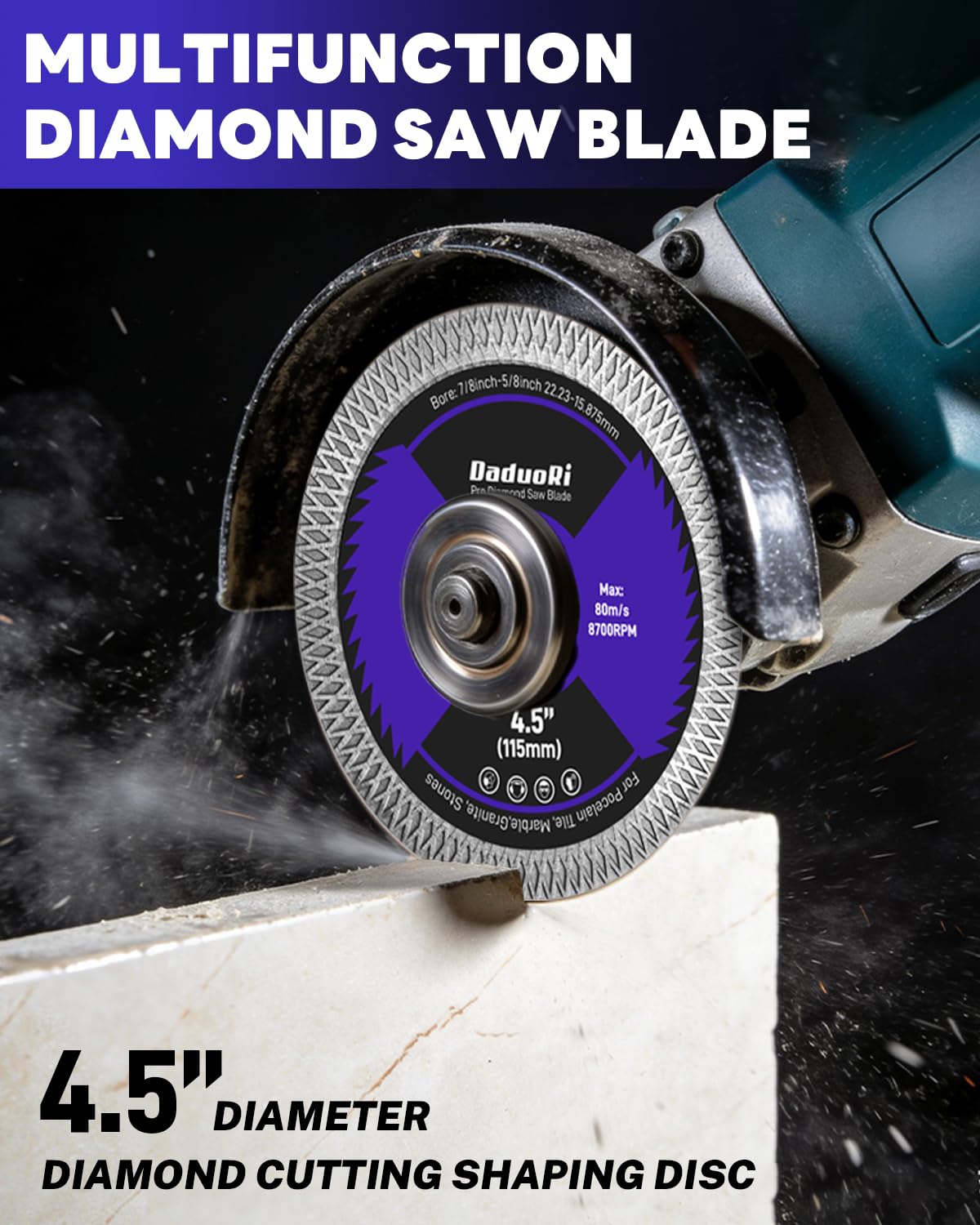 DaduoRi 14 PCS Diamond Hole Saw Kit with Pilot Bit Adapter, 1/4" - 2 1/2" Thickened Core Drill Bit Set, Includes Tile Shaping Cone & Diamond Saw Blade, for Porcelain, Ceramic, Granite, Marble, Stone