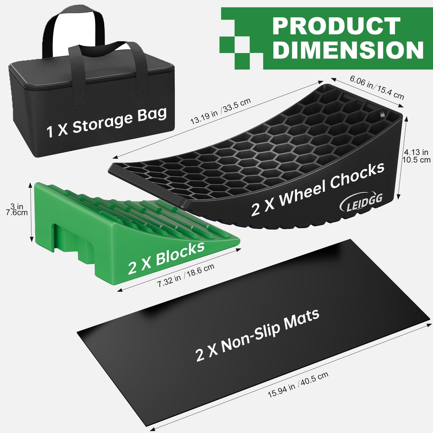 LEIDGG 2Packs RV Leveling Blocks System Kit Camper Leveling Blocks for RVS Trailer with Carrying Bag, Anti-Slip Mats, T Bubble Level Up to 35000 LBS