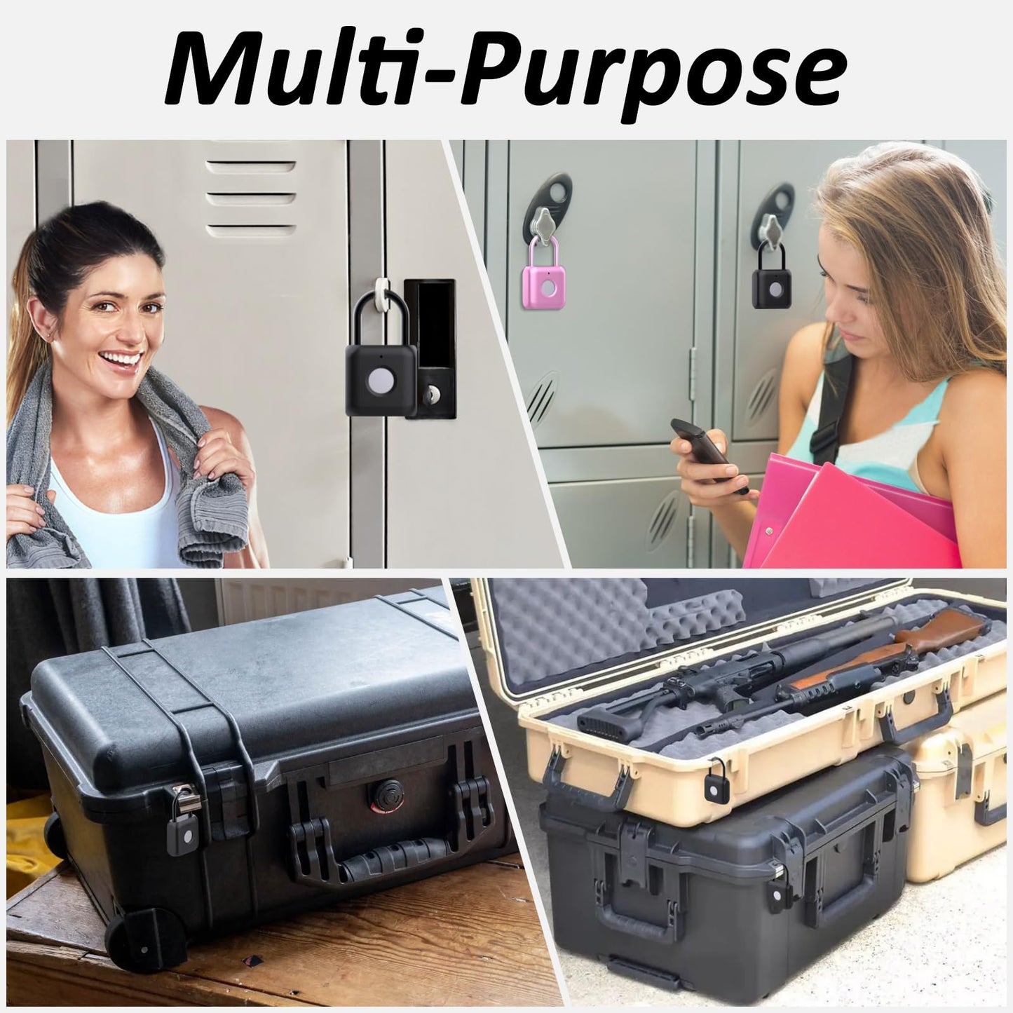 Pothunder Fingerprint Padlock, Smart Padlock, Locker Lock, Combination Lock, Fingerprint Lock with APP Unlock, USB Rechargeable, Suitable for Gym Locker, Door, Locker(Black)