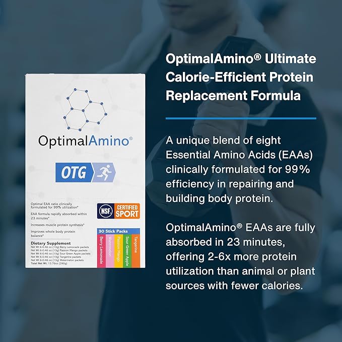 OTG Stick Packs, 5 Flavor Variety Box (30 Count), 99% Utilized Essential Amino Acid (EAA) Supplement, Increase Muscle Recovery, Vegan/Keto Pre/Post Workout, NSF Certified for Sport