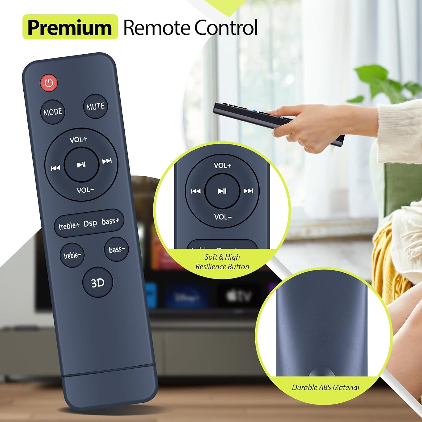 RYQIF 2 1 2.2 32 inch 5.0 Replacement Remote Control fits Puxinat in Separable Sound Bar for Smart TV, Channel TV
