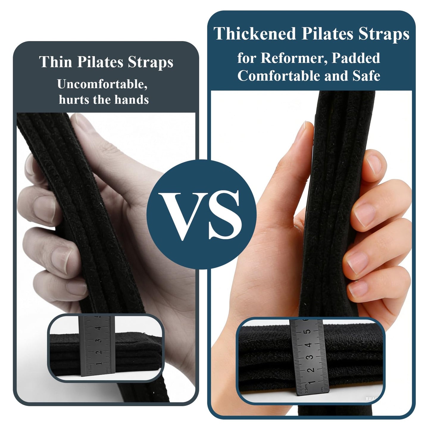 2 Pack Pilates Reformer Straps with Soft Padding - Double Loop D-Ring Accessories for Pilates, Yoga & Home Gym
