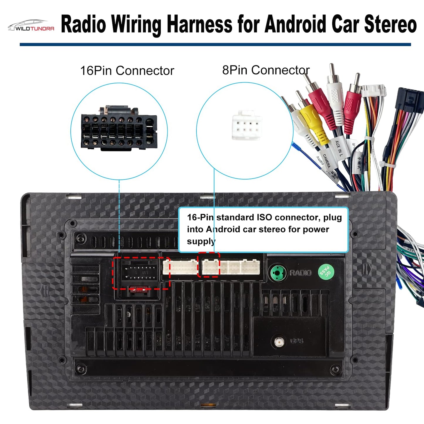 16Pin 2015-2018 2014-2019 2018-2019, 16Pin ISO Aftermarket Radio Harness Adapter Compatible with Chrysler Dodge Jeep