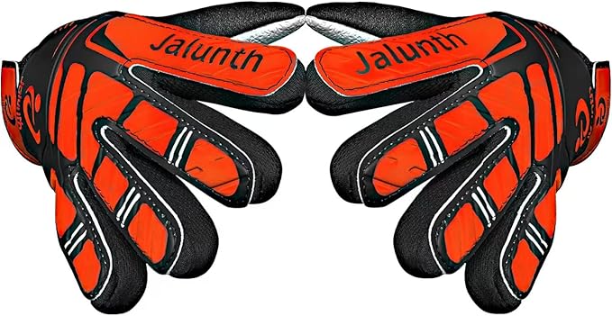 Jalunth Soccer Goalie Gloves Kids Youth Goalkeeper Field Player Gloves Boys Girls Training Grip Goal Keeper Glove Age 4-14 Years Old with Upgraded Anti-Skid Latex Palm