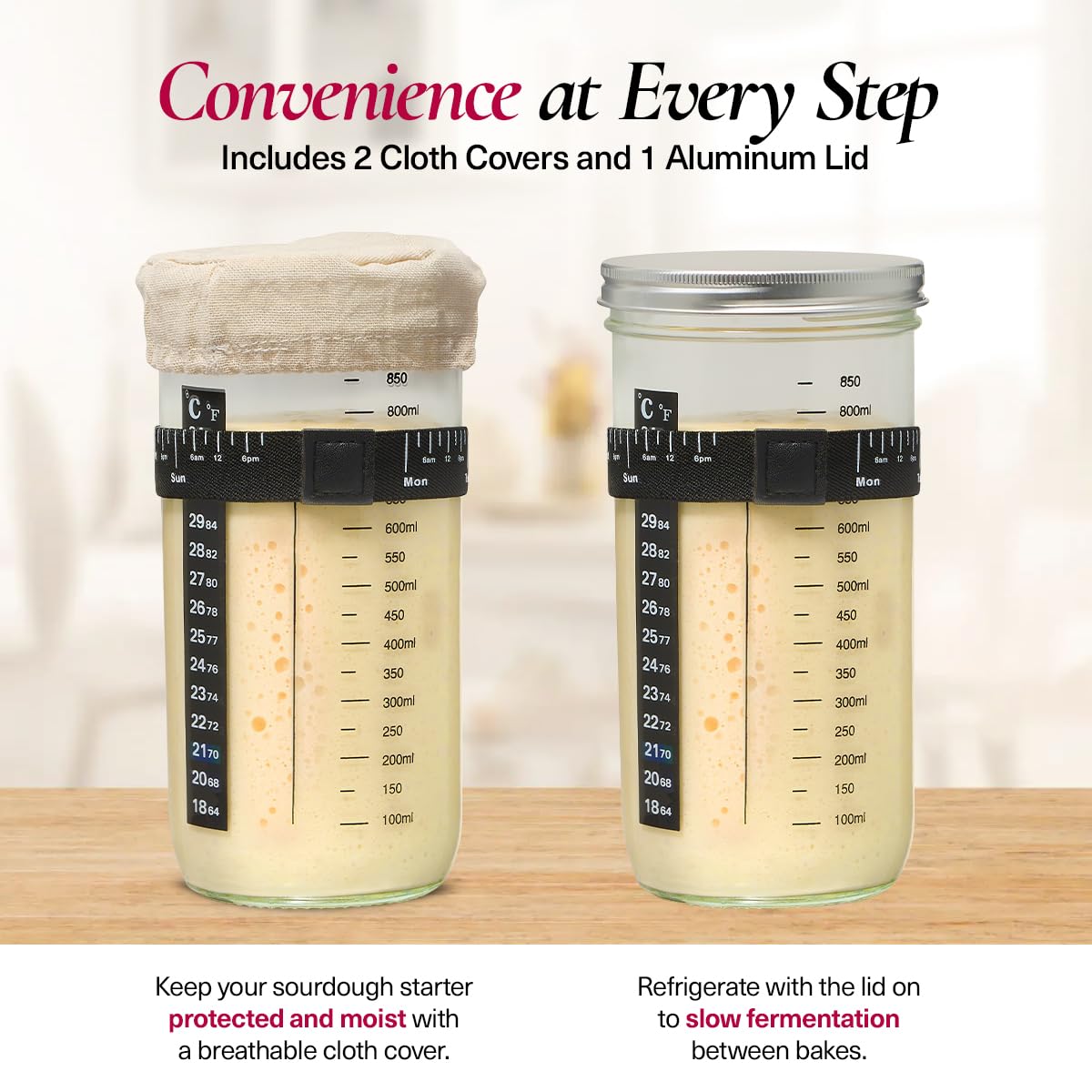 Spring Crust Beginner-Friendly Sourdough Starter Kit, Sourdough Starter Jar, 34oz Sourdough Jar Wide Mouth, Easy Instructions, Recipes & 24/7 AI Support - Sourdough Bread Baking Supplies
