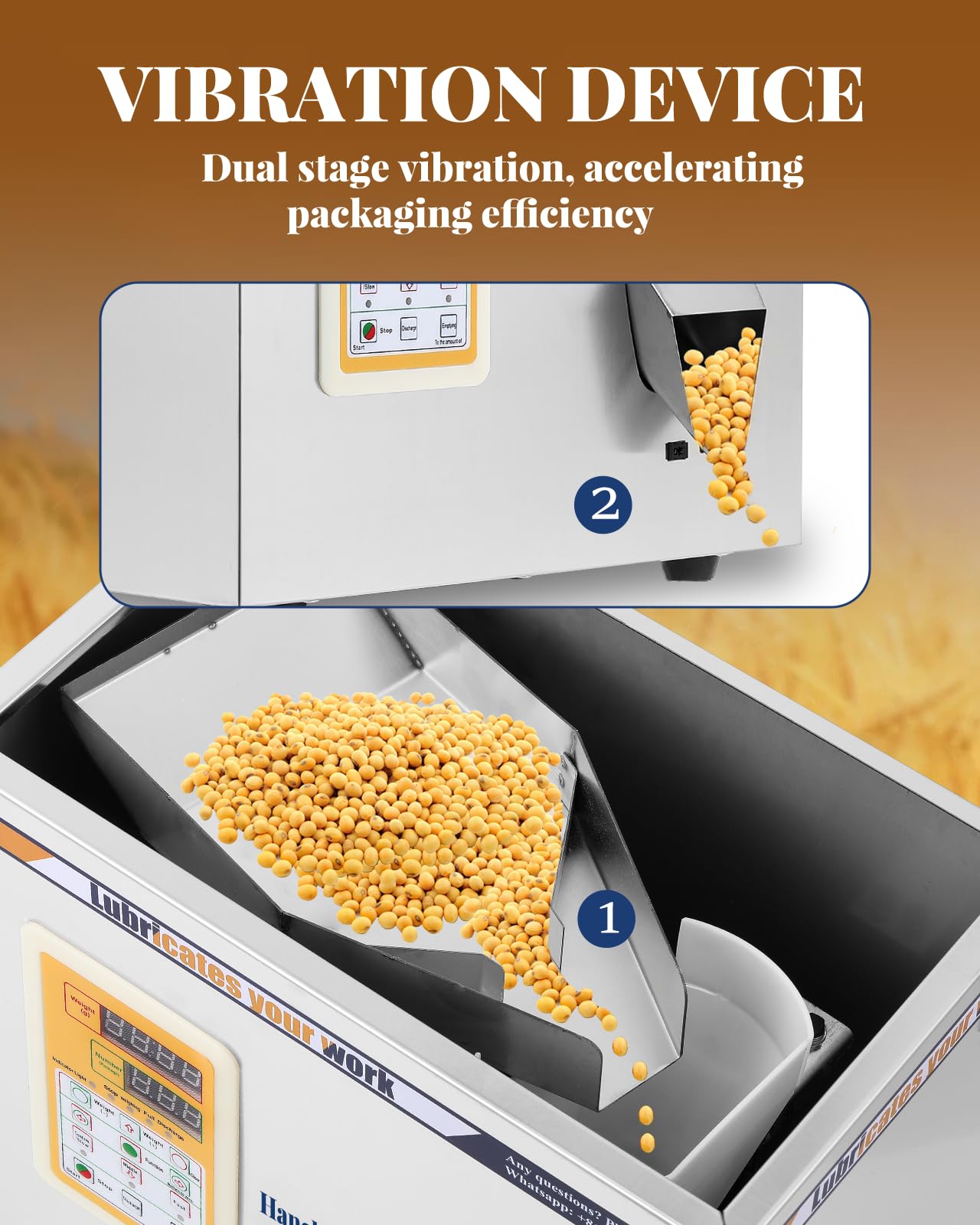 Hanchen Powder Filling Machine 1-50g Particle Weighing Filling Machine Automatic Powder Filling Filler for Tea granules Seeds Grains Powder Glitters with Foot Pedal 110v