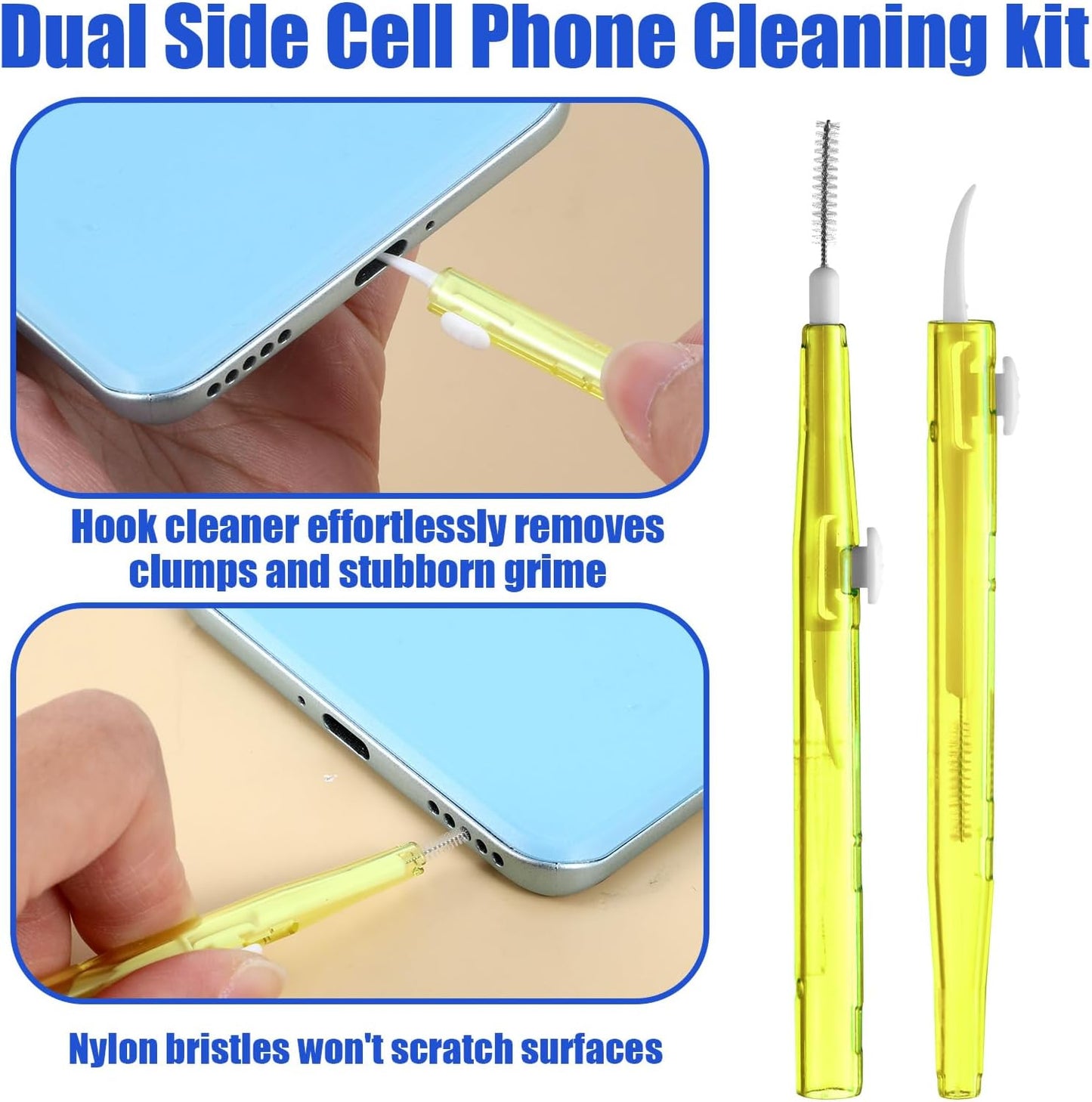 Qulkws 10 Pcs Phone Charge Port Cleaning Tool Kit Anti-Clogging Mini Brushes Cleaner Charging Port Cleaner Dual Side